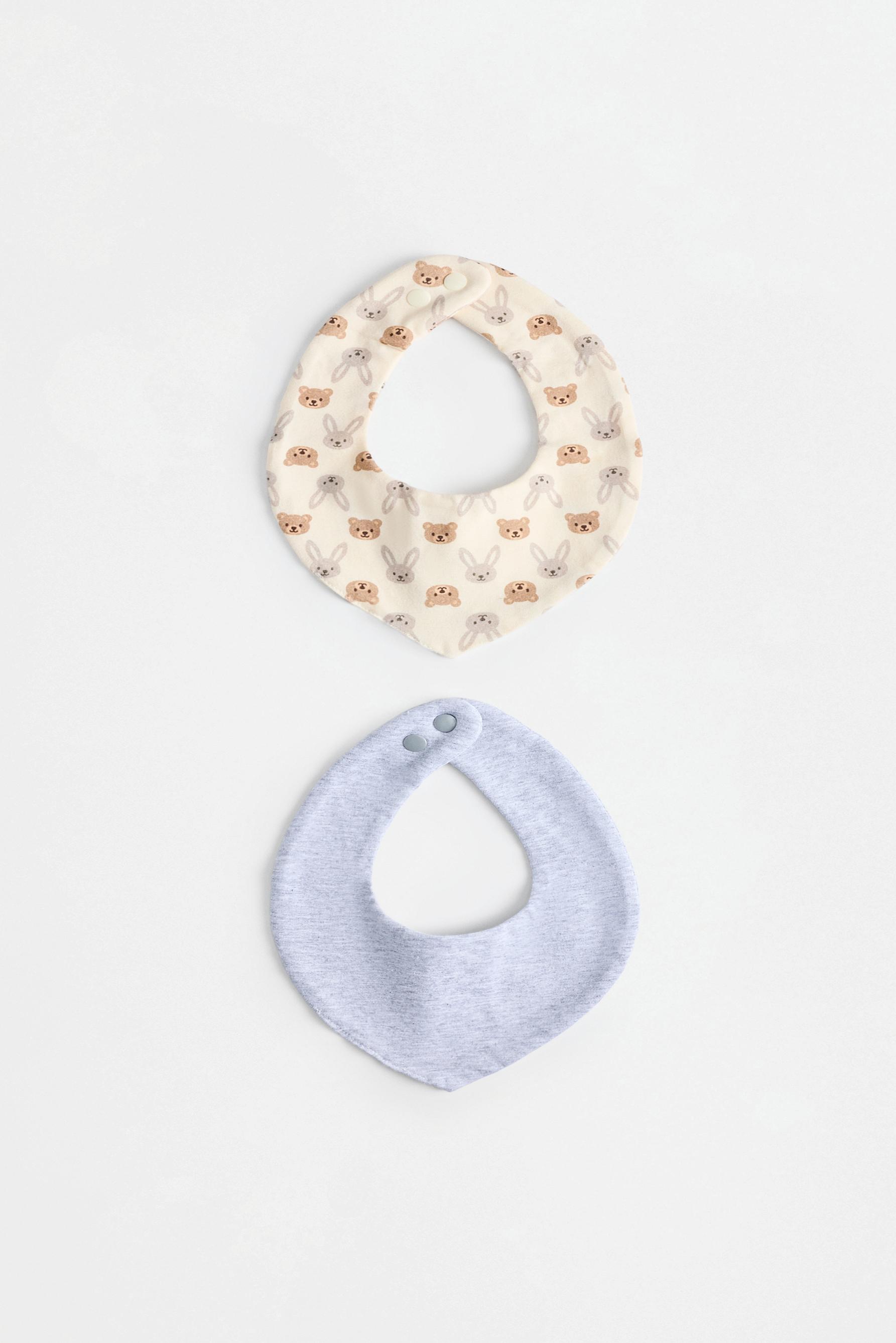 Bear and bunny bibs (2-pack) — ECRU/BEIGE