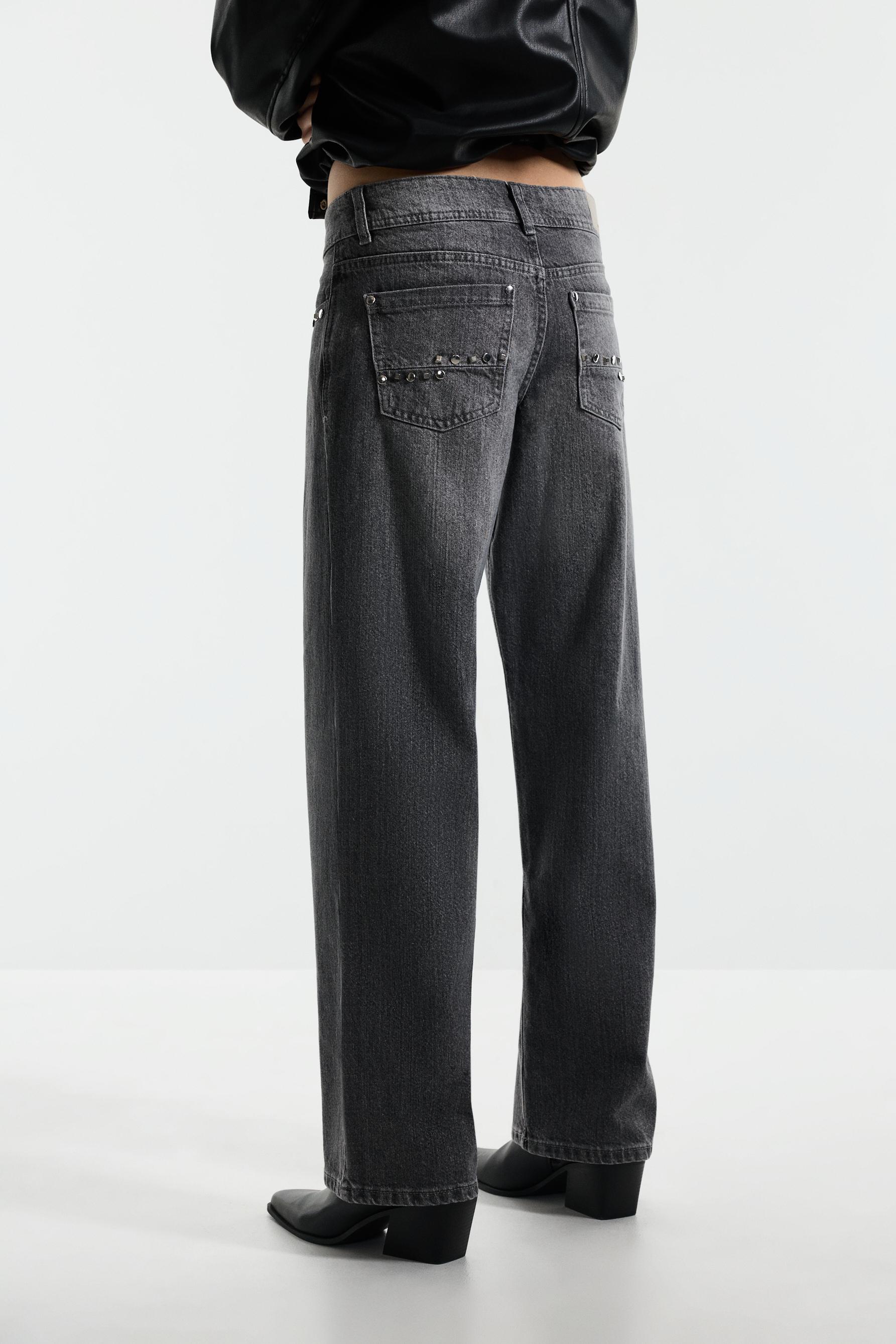 Straight-leg stud jeans — GREY