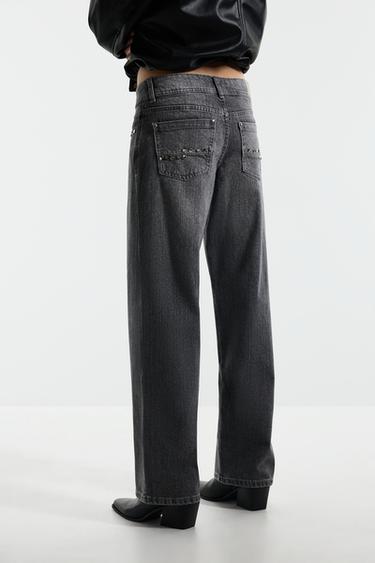 Straight-leg stud jeans — GREY 4
