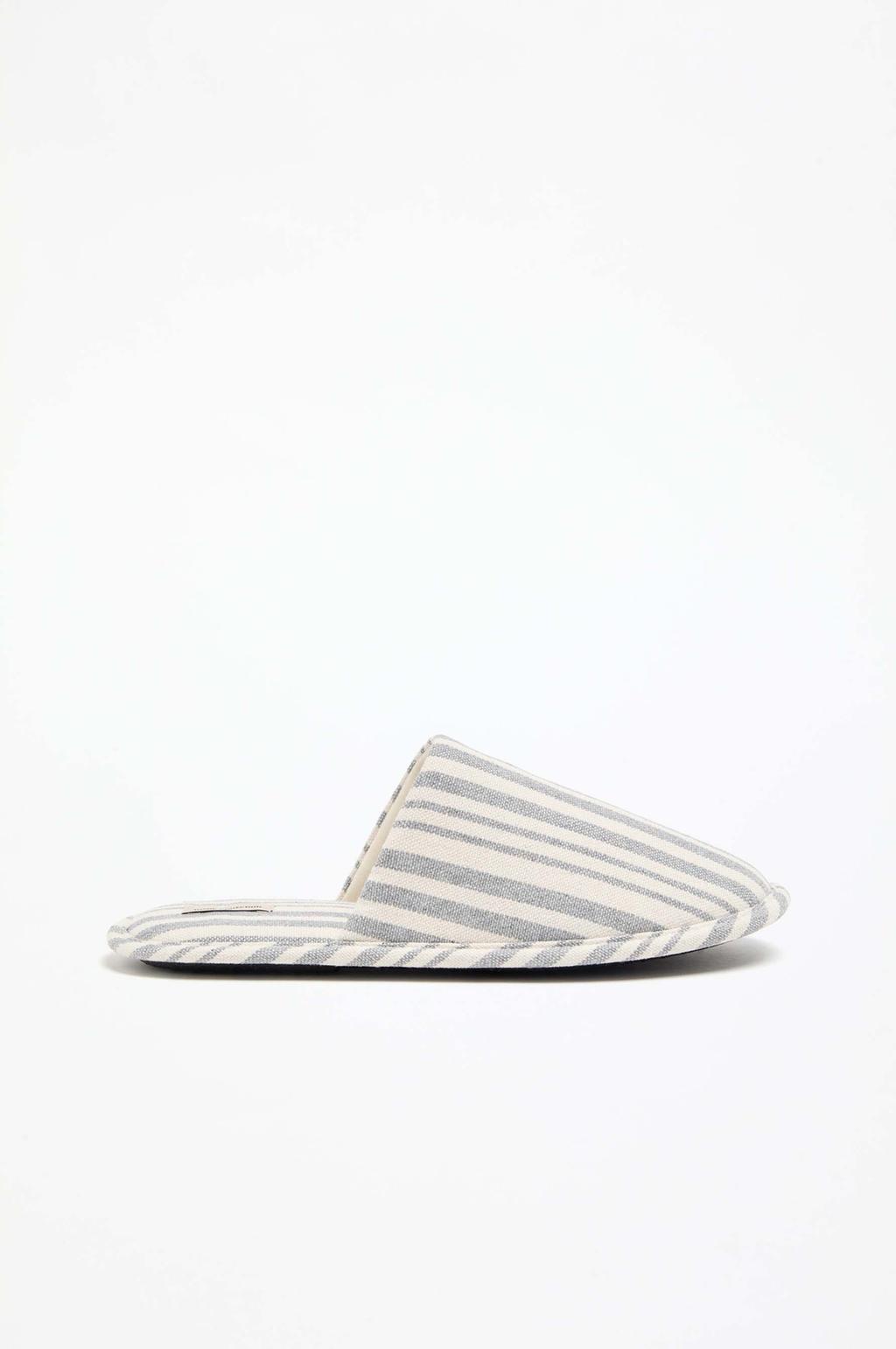 Striped fabric house slippers