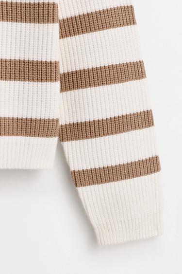 Striped knit sweater — LIGHT CAMEL 4