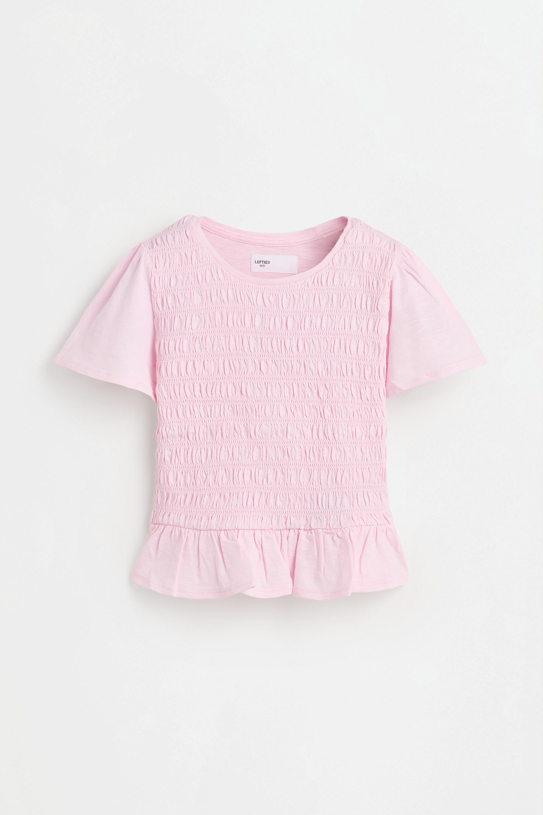 Smocked T-shirt — PASTEL PINK