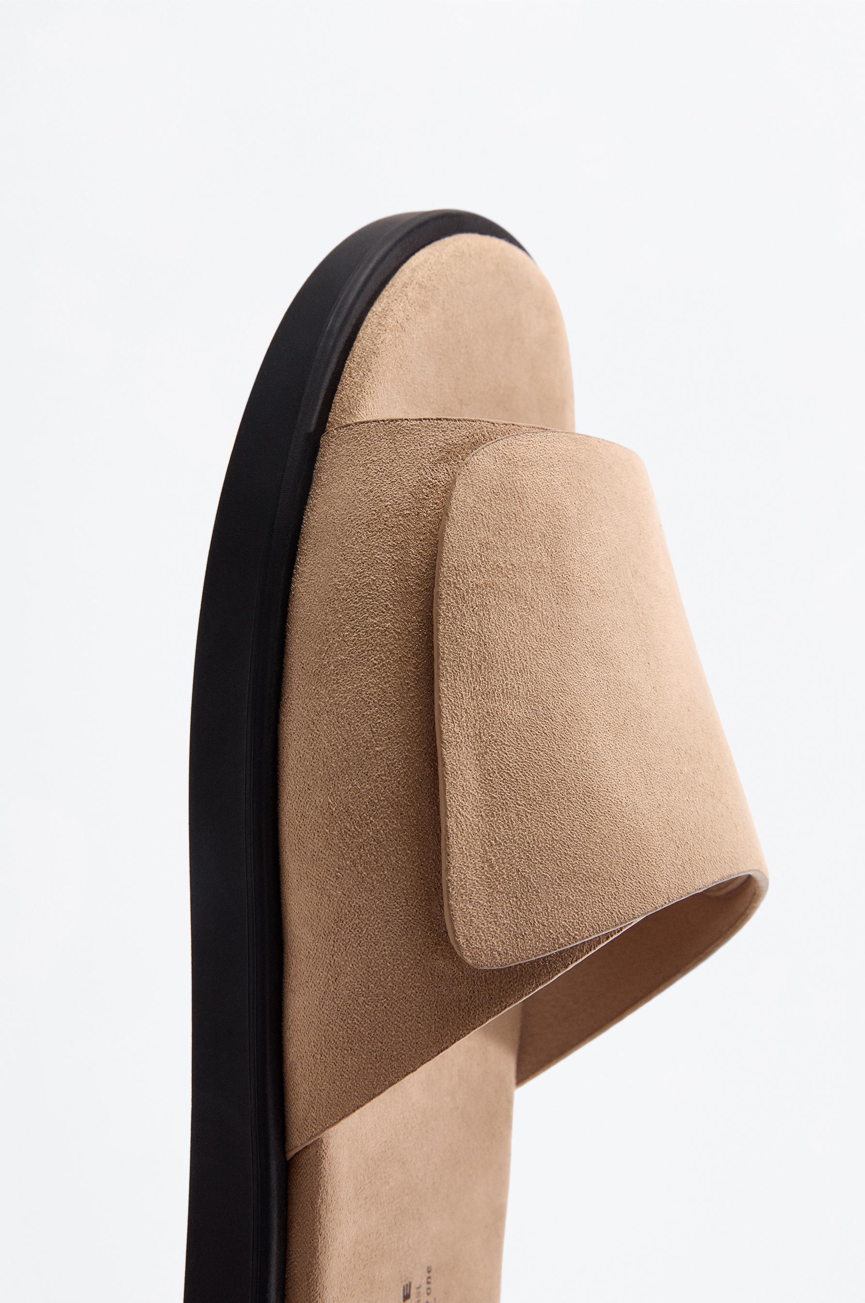 Suede slide sandals — BEIGE