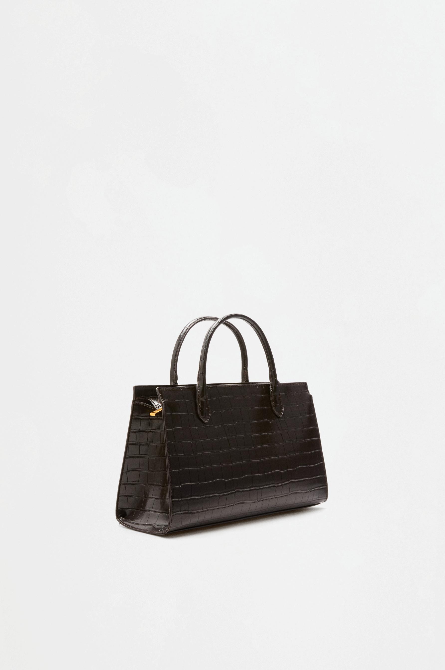 Croc-effect handbag — BROWN