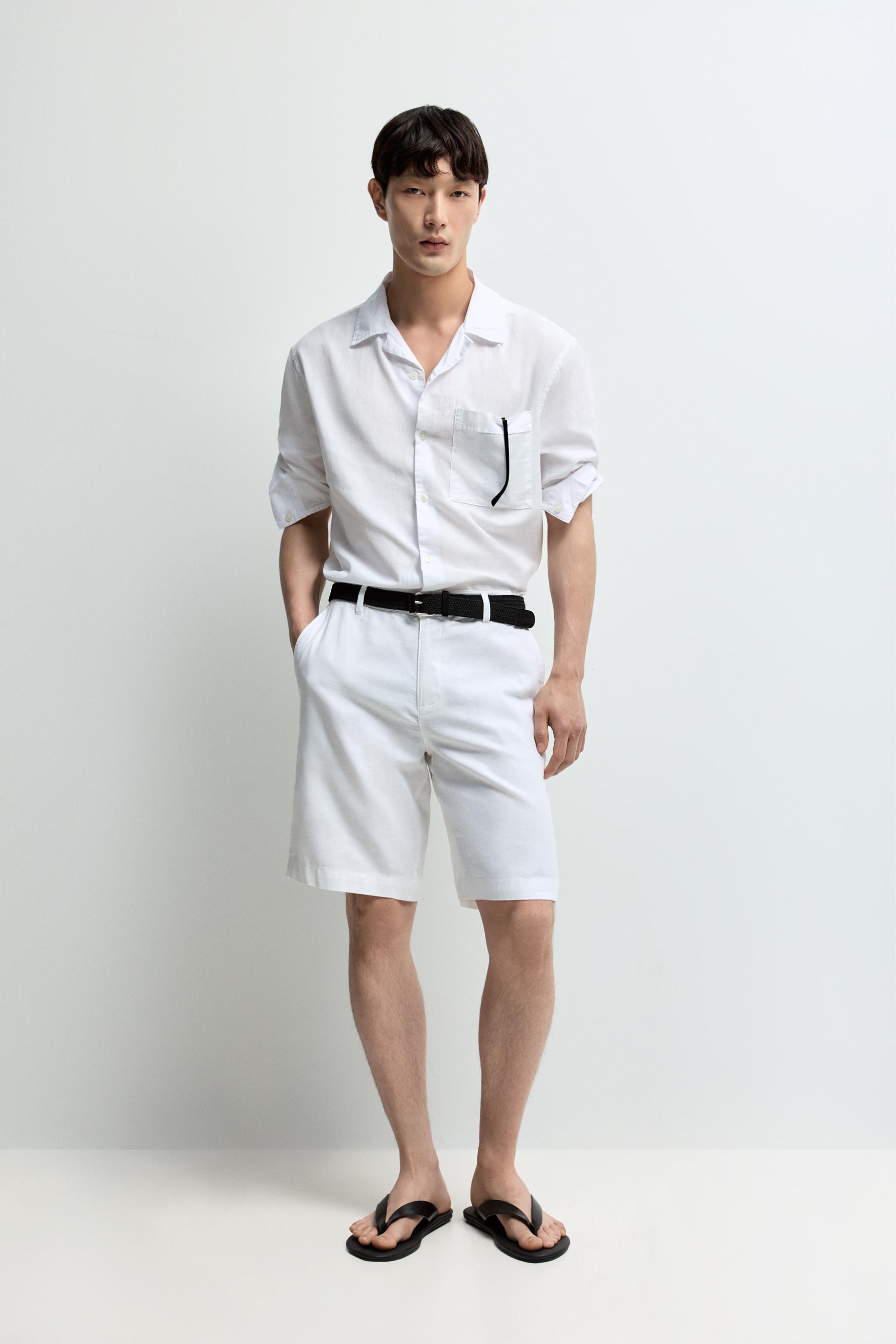 Linen-cotton resort shirt — WHITE
