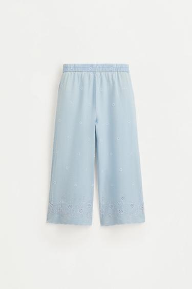 Embroidered lightweight jeans — PALE BLUE 2