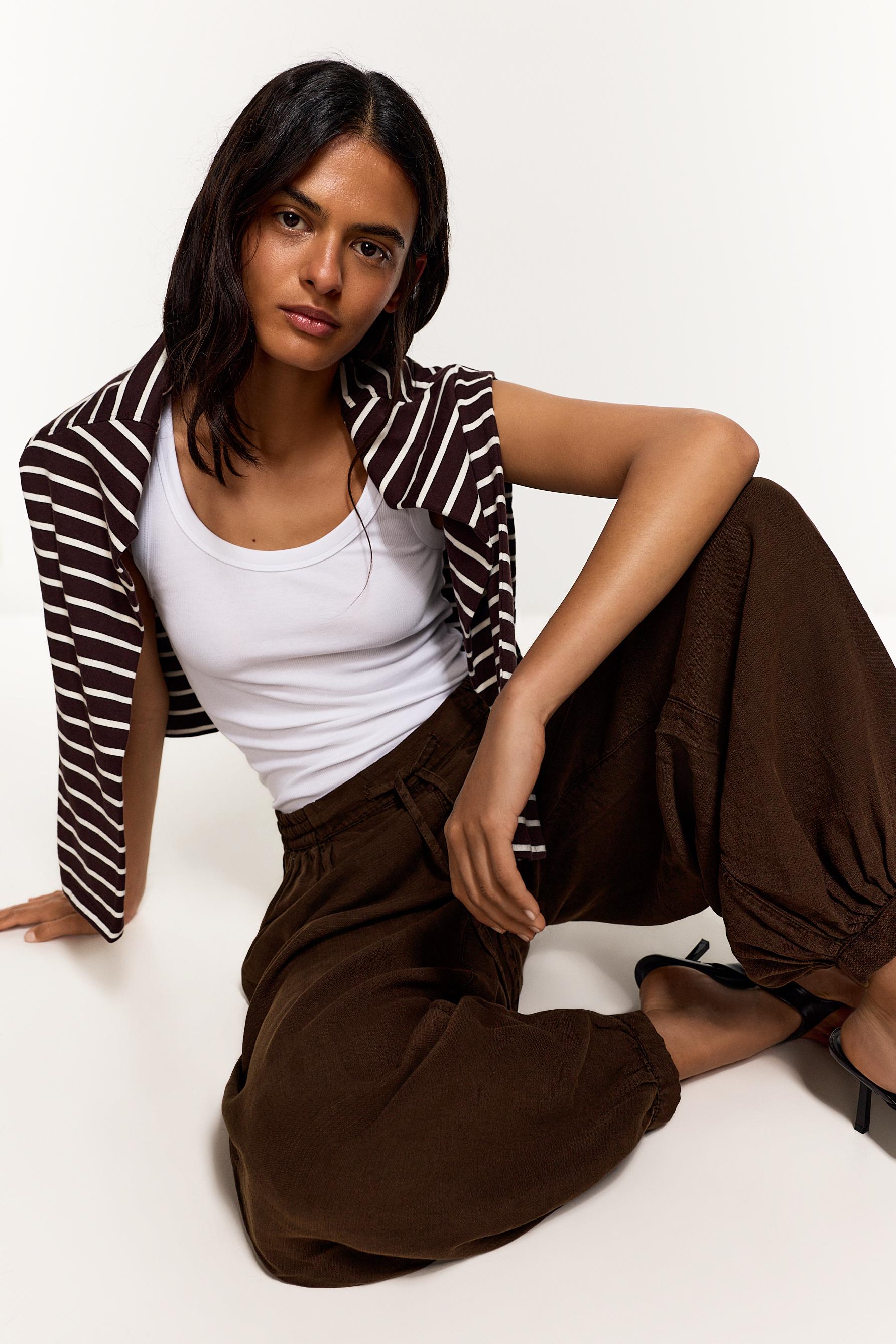 Lightweight sarouel jeans — BROWN MARL