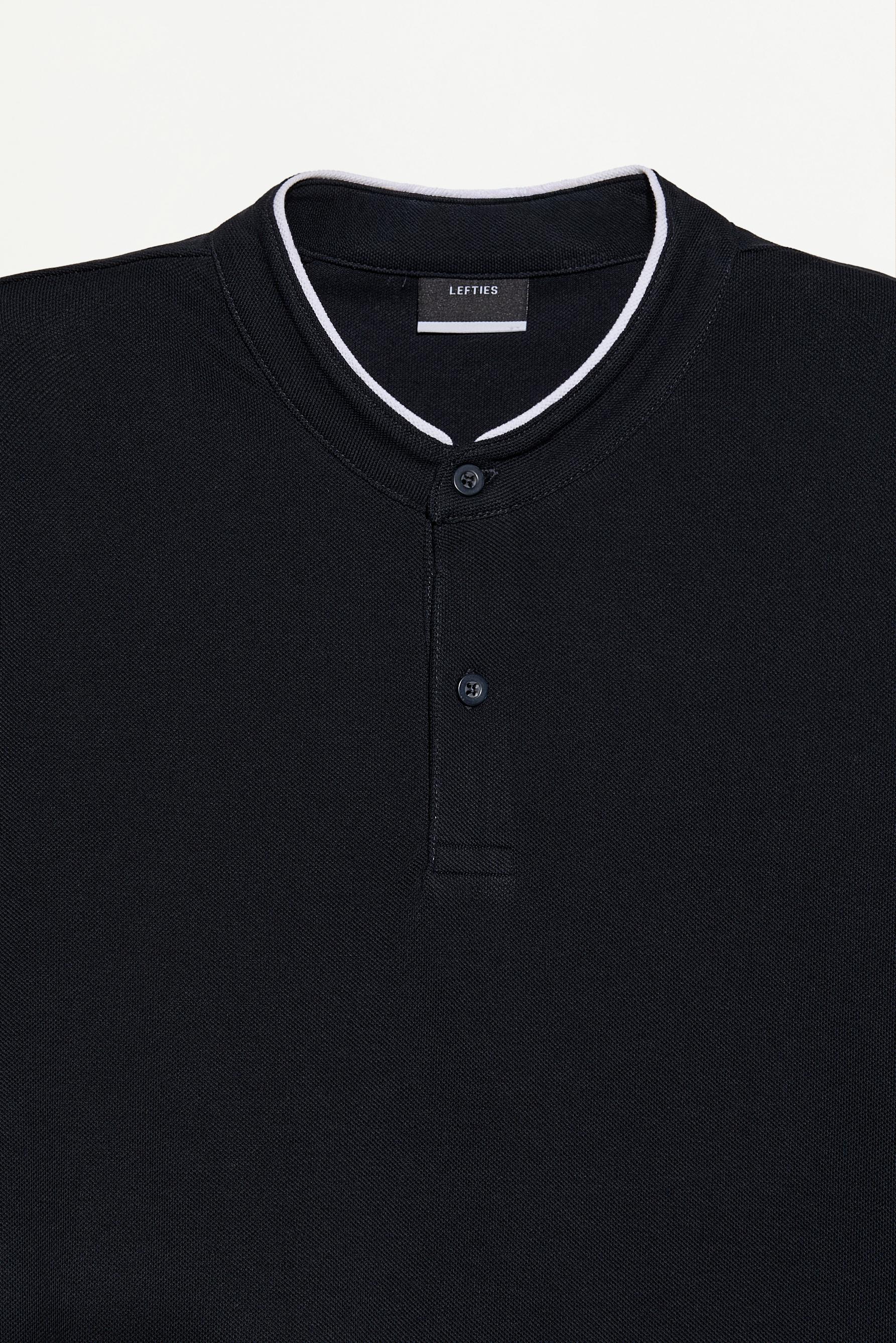 Contrast stand collar polo shirt — NAVY