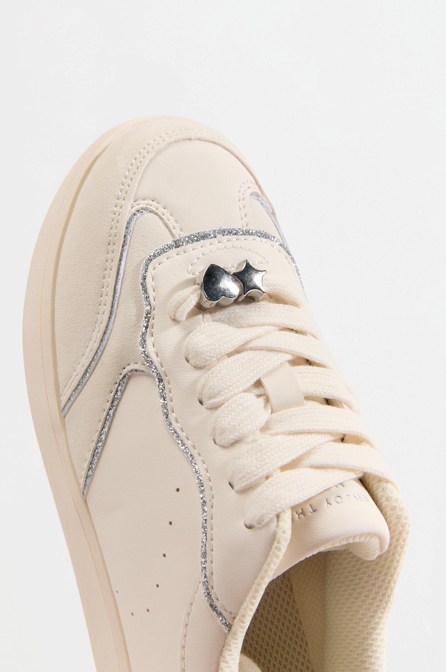 Glitter charm sneakers — WHITE