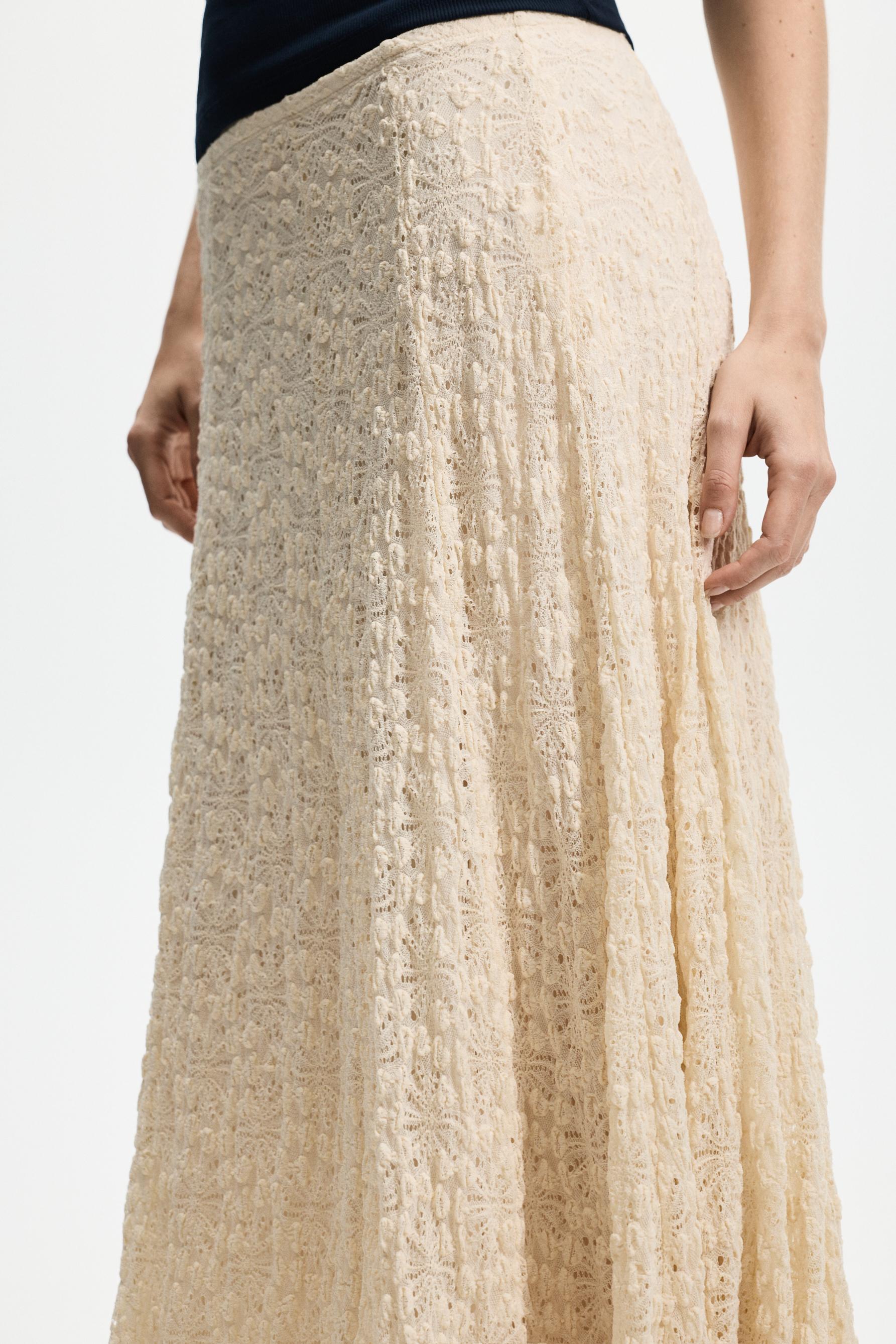 Lace midi skirt — ECRU