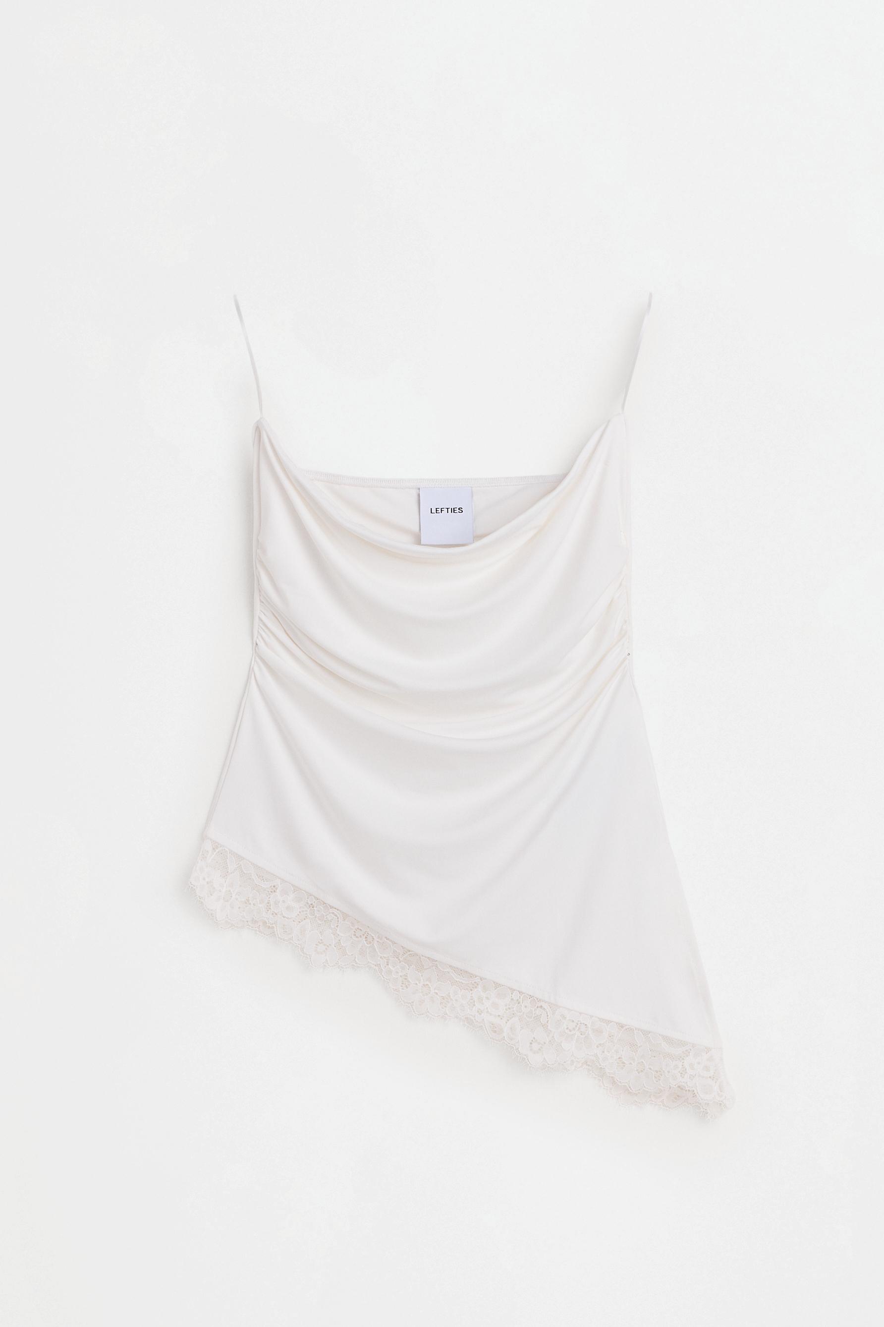 Asymmetric lace top — OFF WHITE