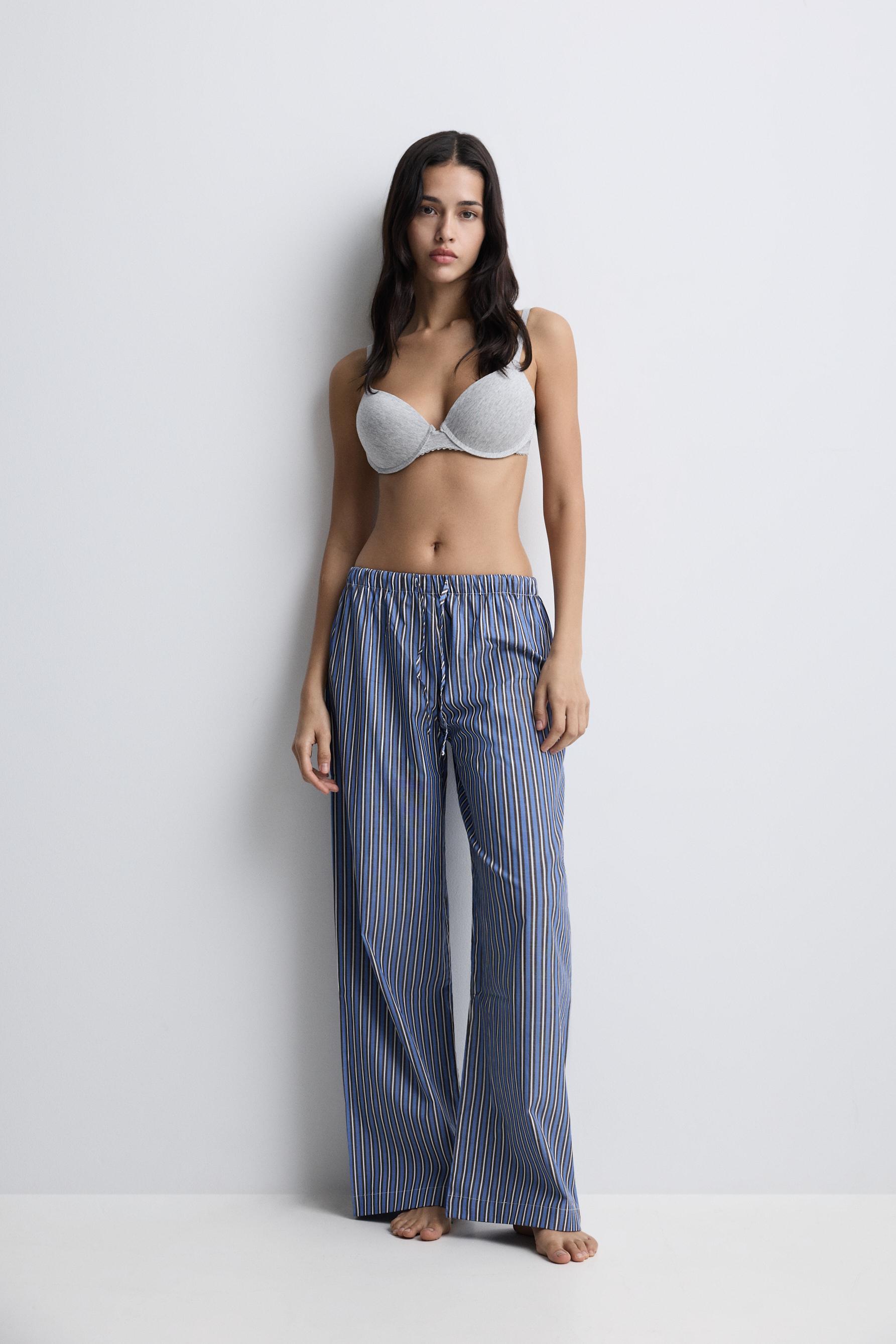 Striped pyjama bottoms — CHOCOLATE
