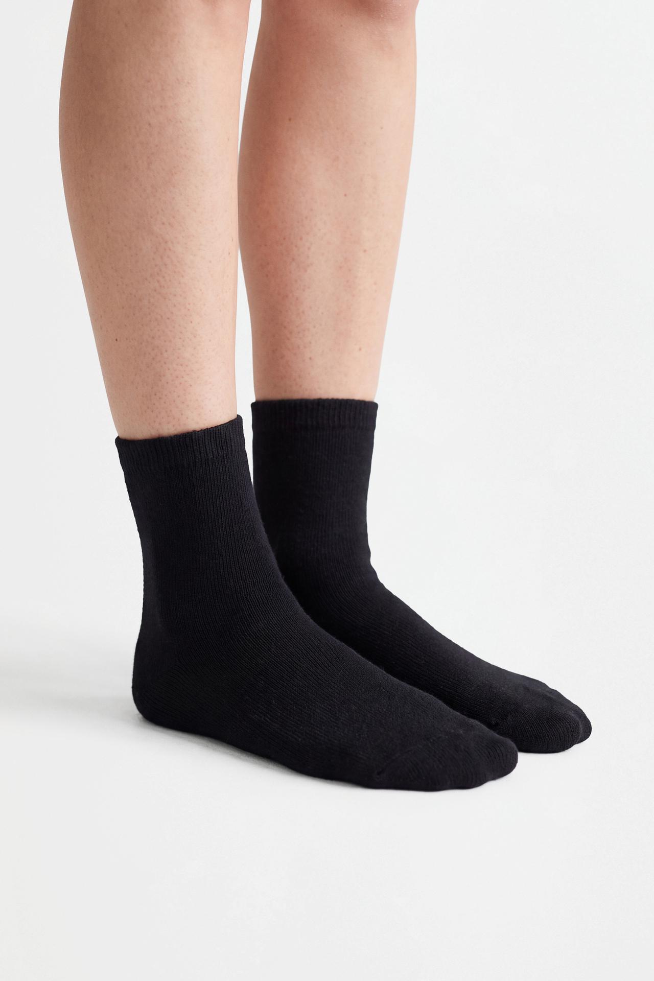 Terrycloth long socks (2-pack) — BLACK MARL