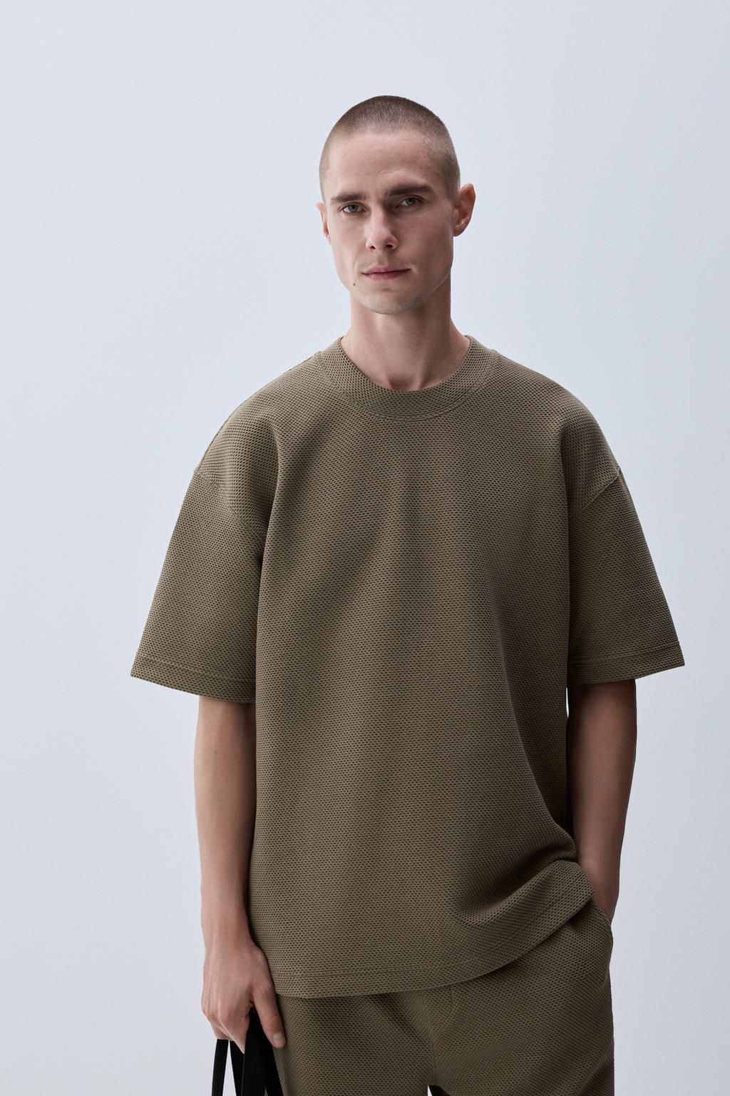 Textured short-sleeve sweatshirt