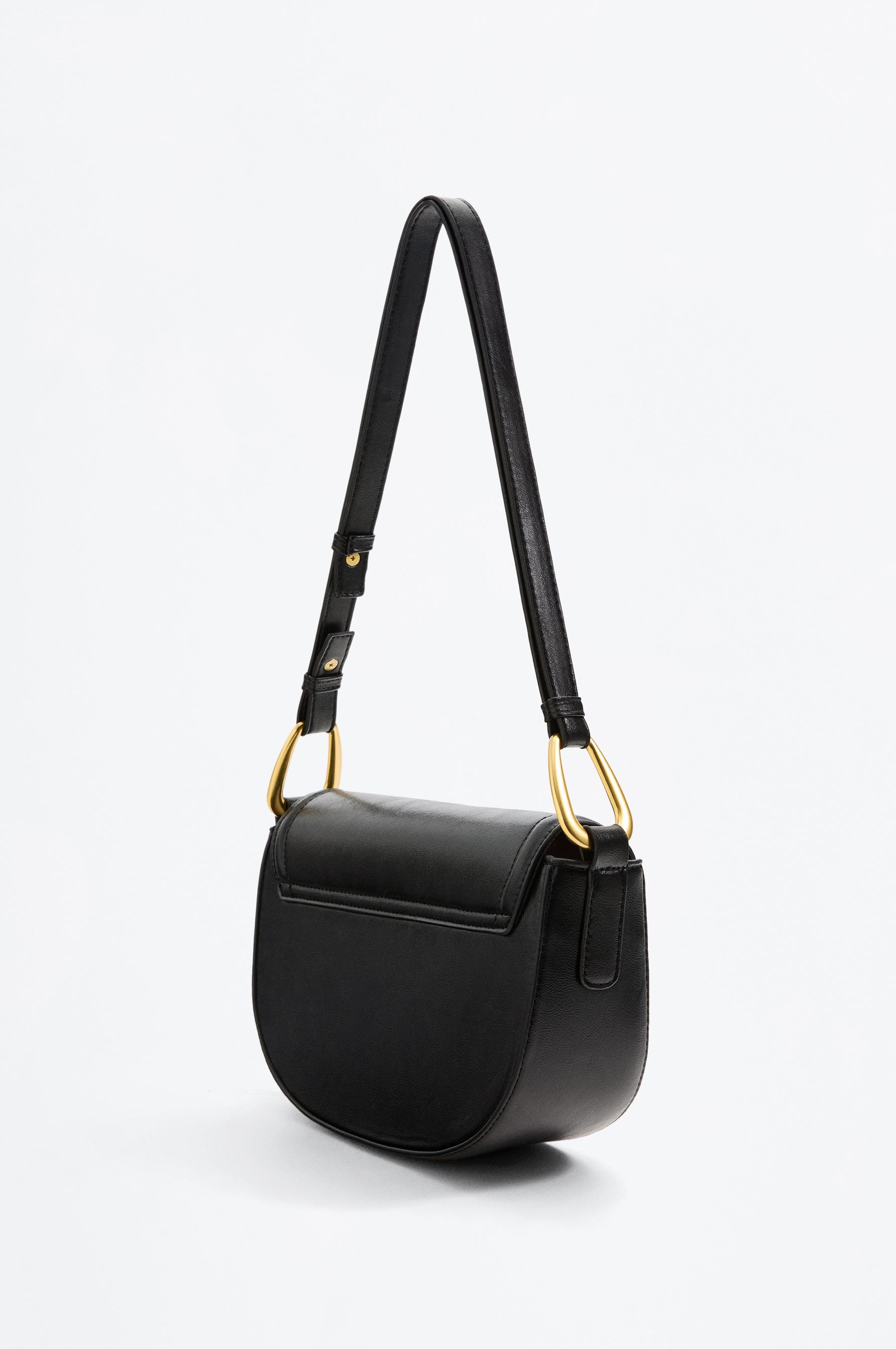 Double handle flap shoulder bag — BLACK