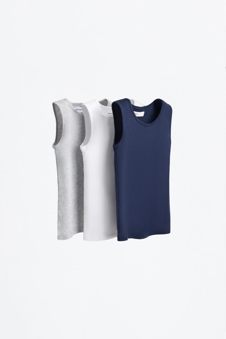 3-pack of undershirts — BLUE/WHITE
