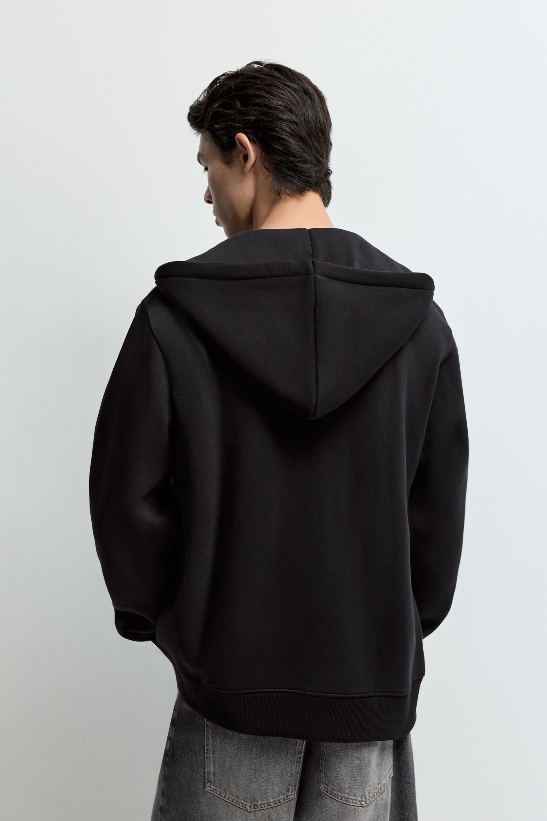 Basic zip-up hoodie — BLACK