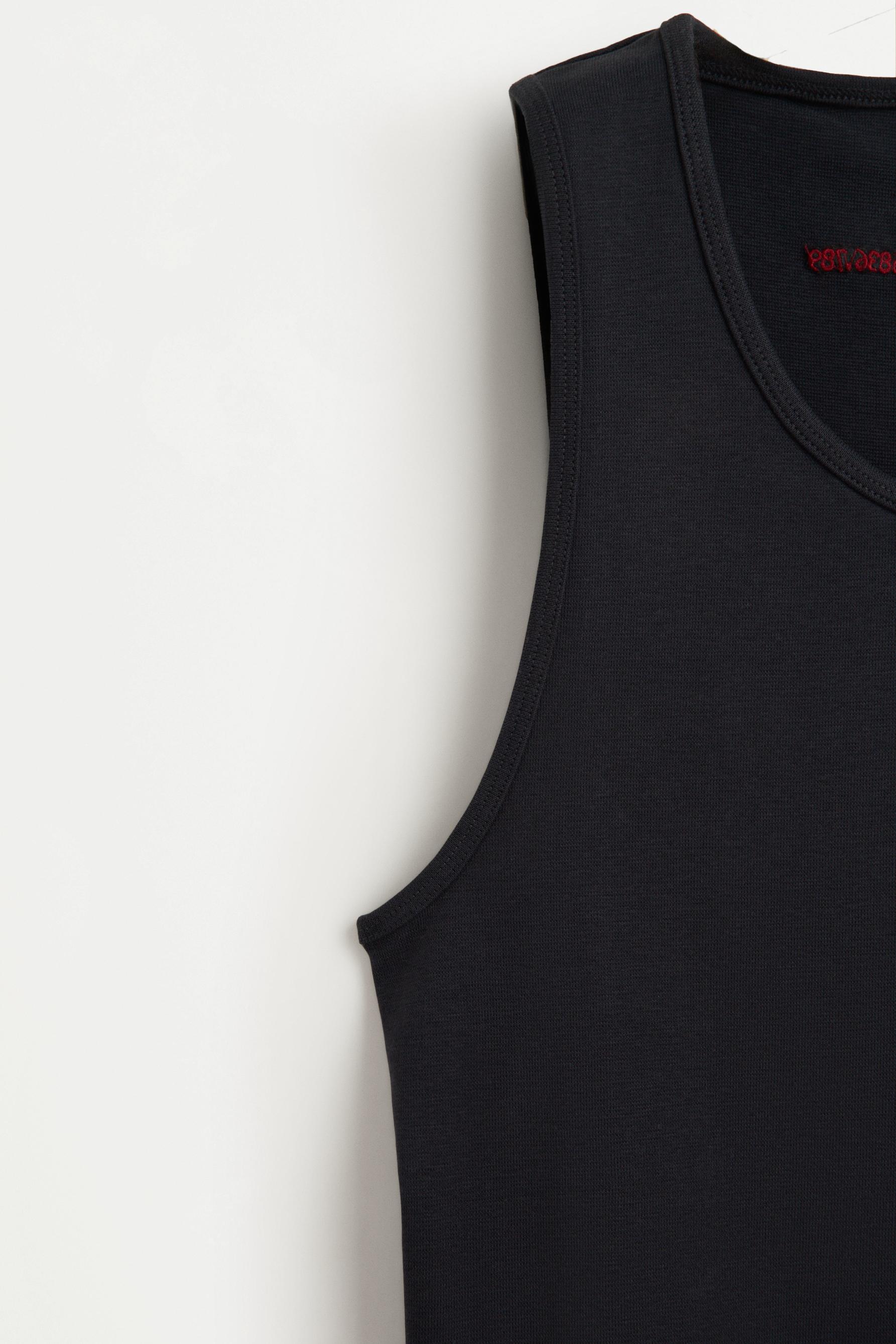 Embroidered ribbed vest top — DARK NAVY