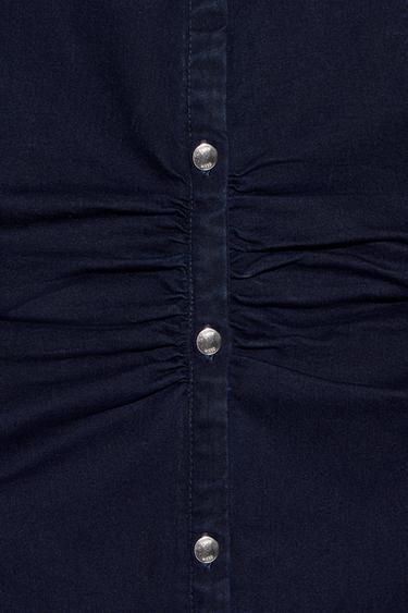 Denim midi button dress — BLUE 8