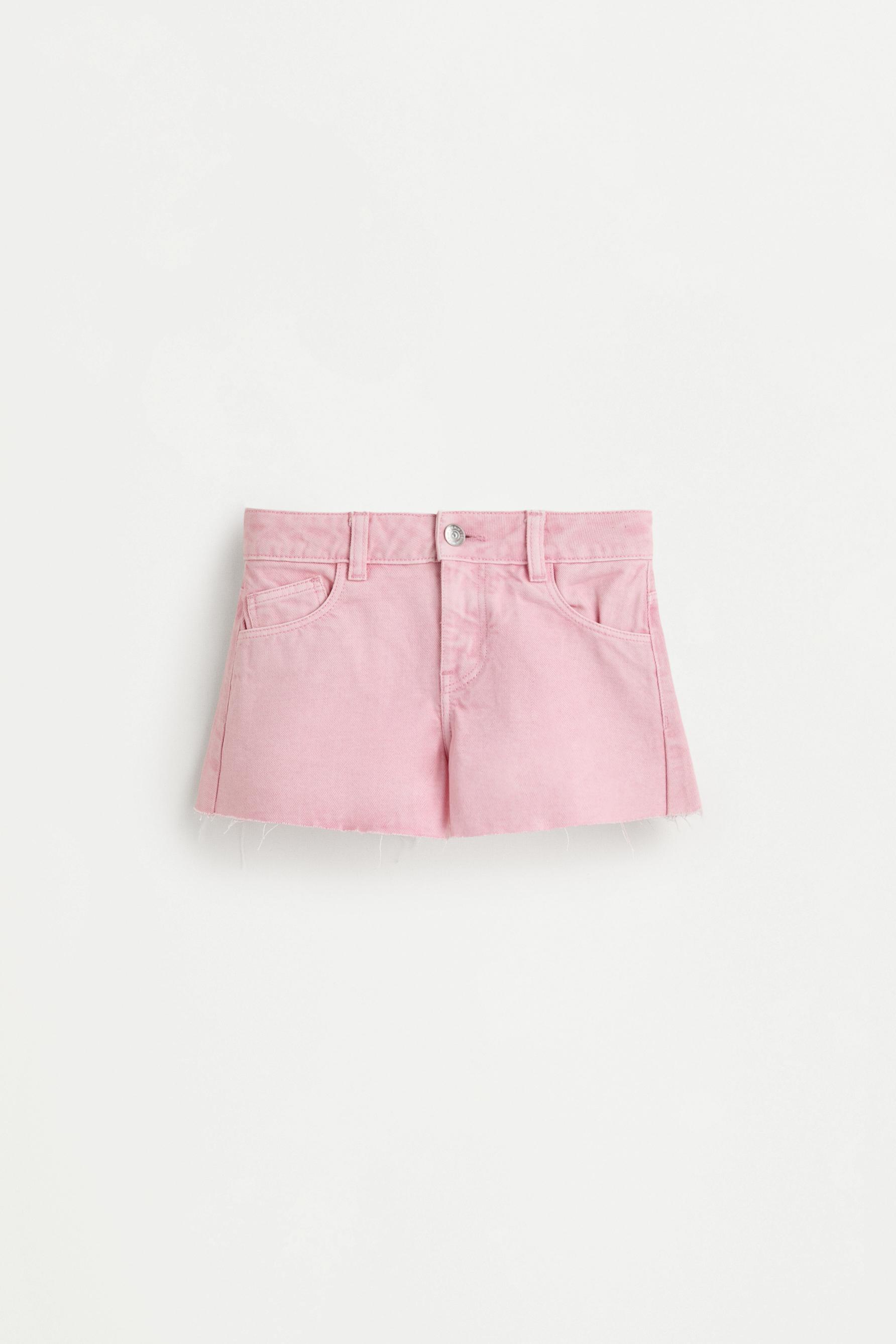 Frayed denim shorts — BUBBLEGUM PINK