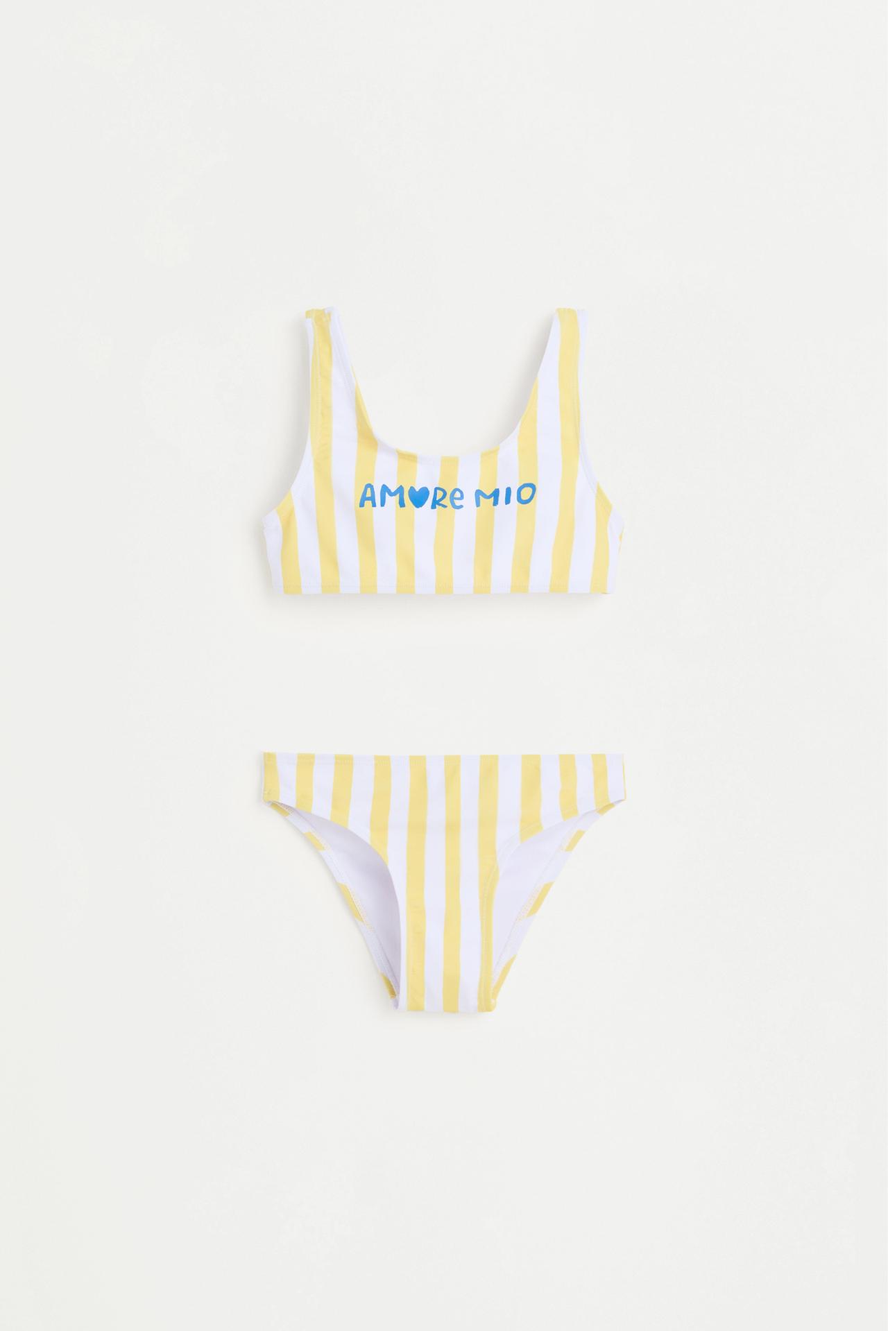 Striped print bikini — YELLOW