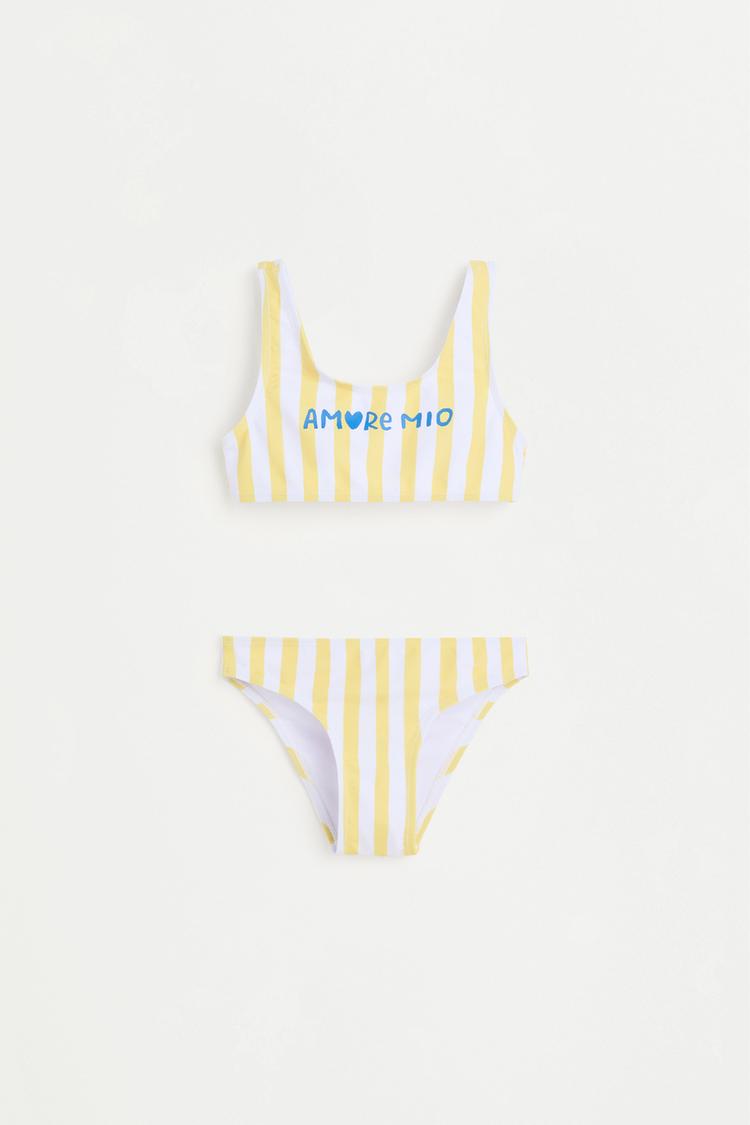 Striped print bikini — YELLOW