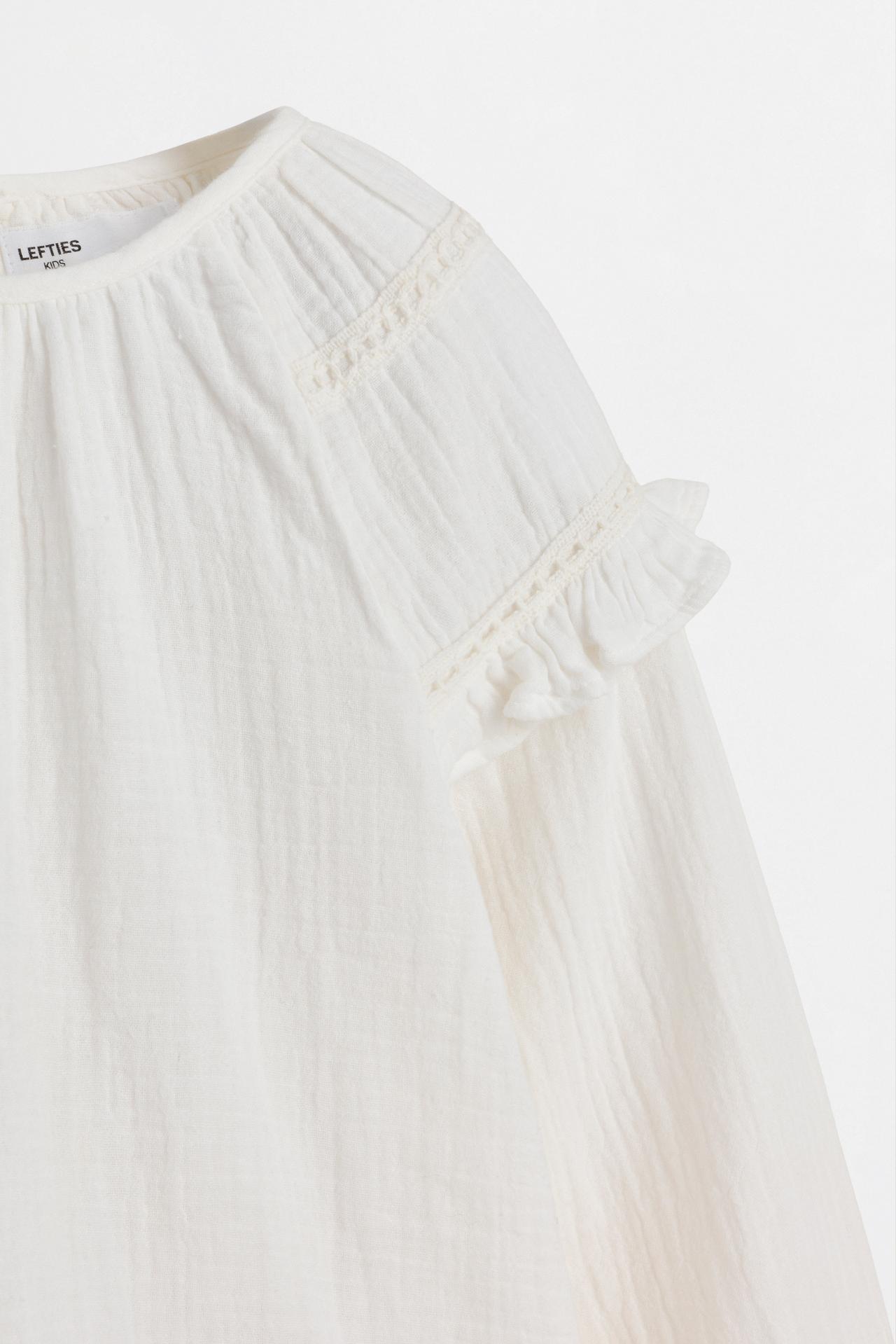 Double gauze blouse with openwork trim — OFF WHITE