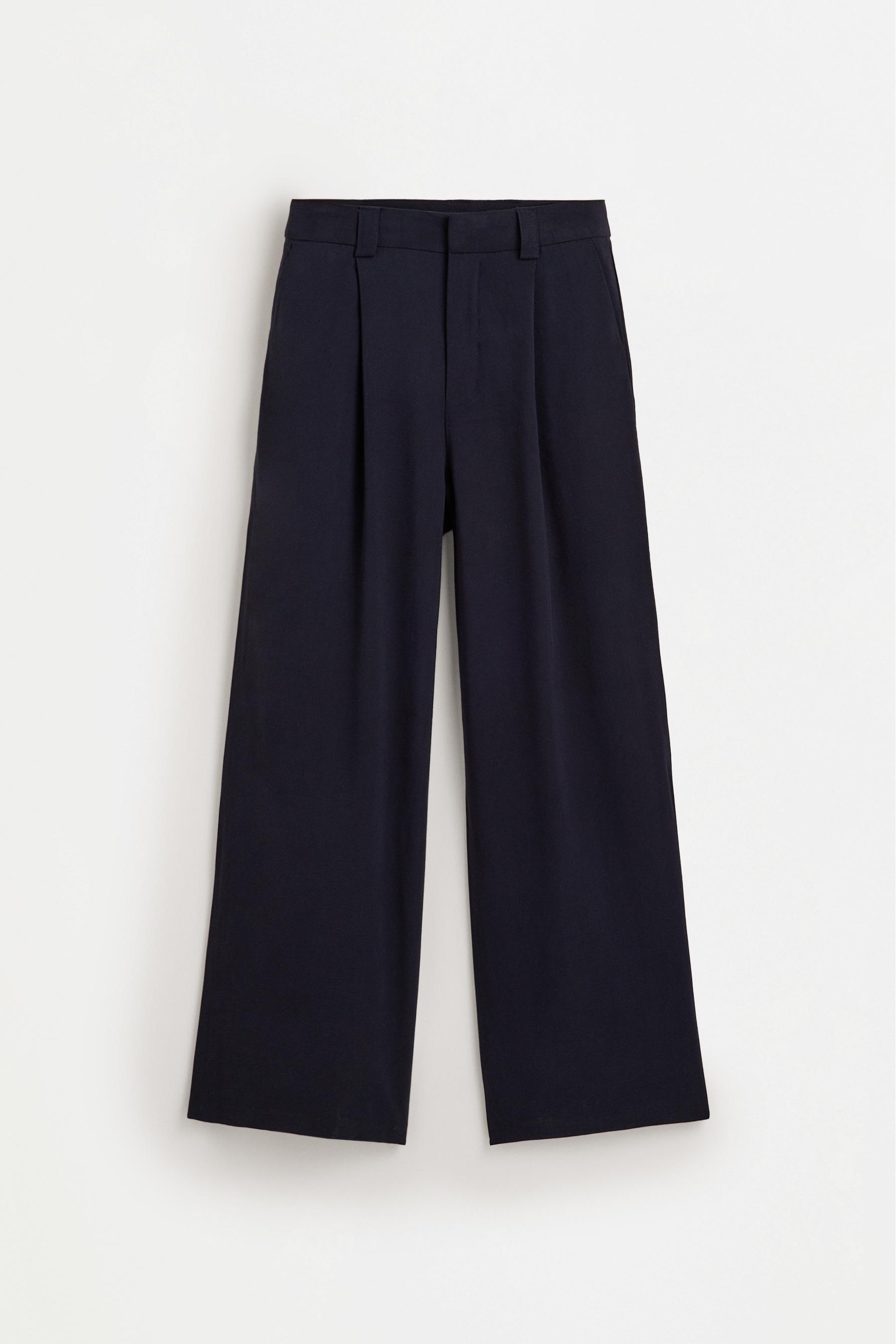 Wide-leg trousers with darts — NAVY BLUE