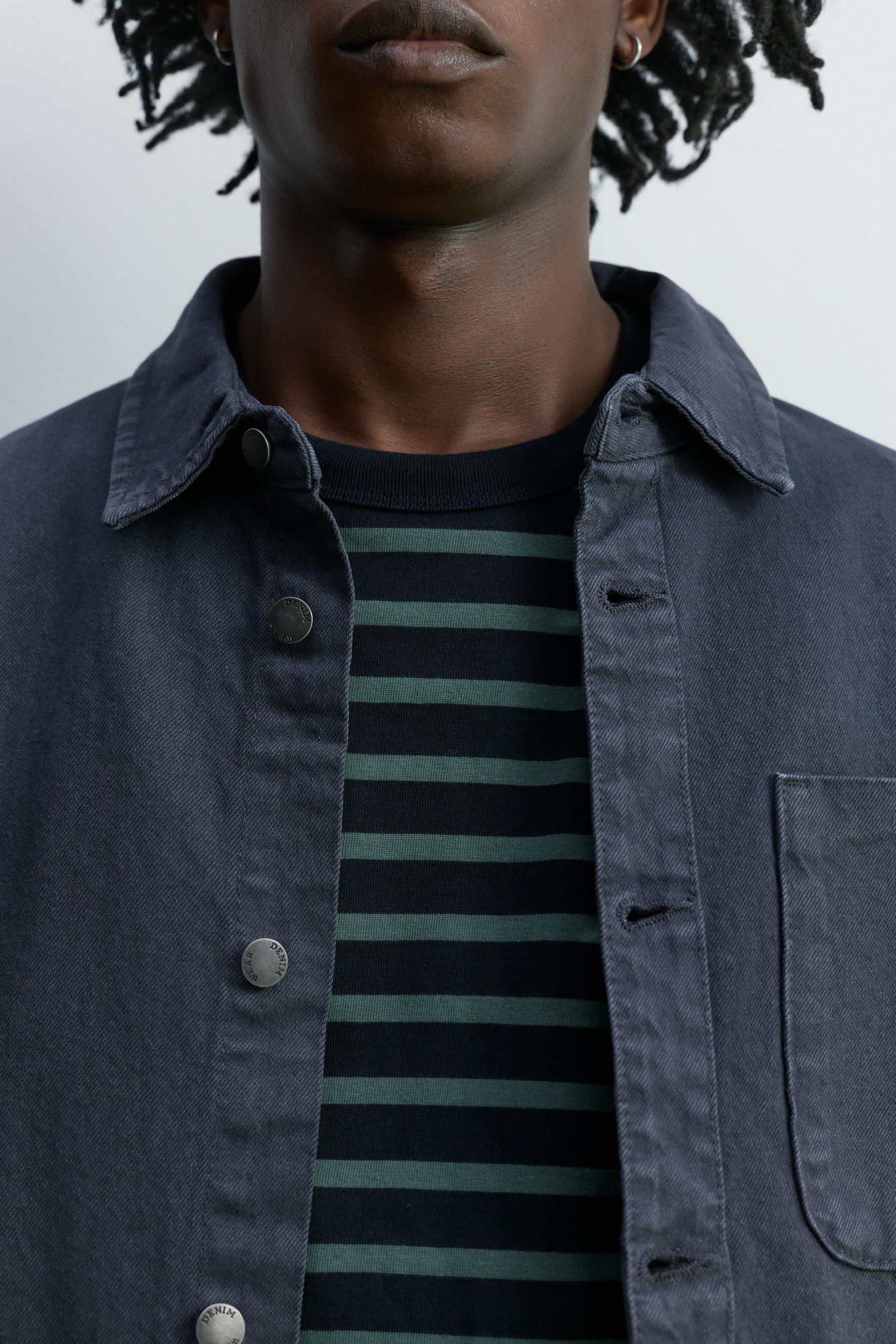Denim overshirt with pocket — DARK NAVY
