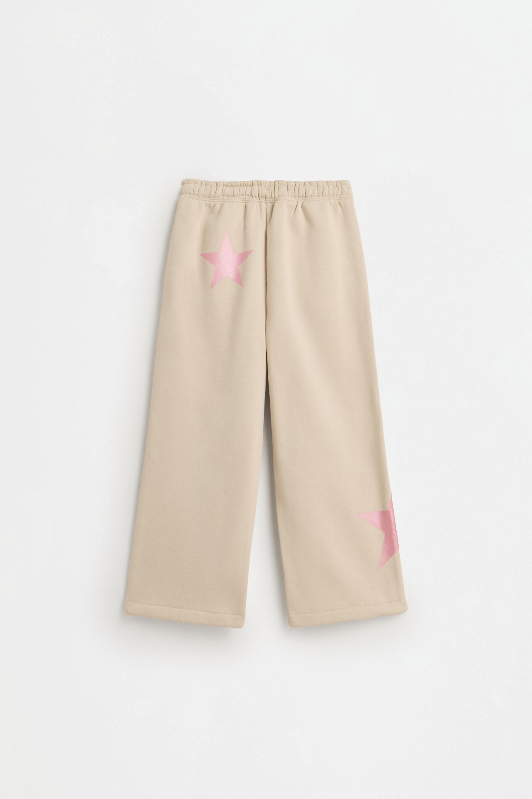 Star print plush culottes — CREAM