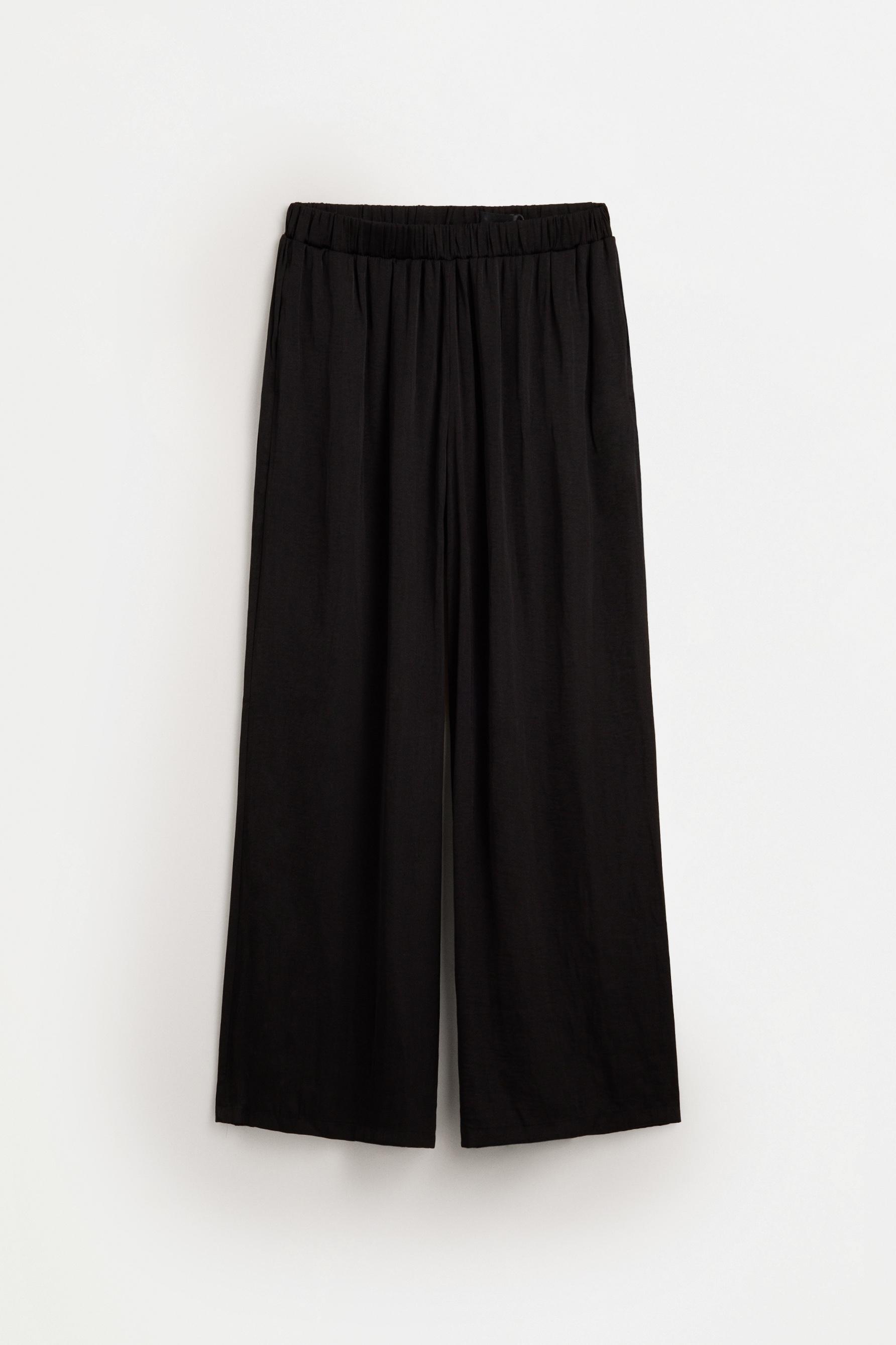 Satin palazzo trousers — BLACK