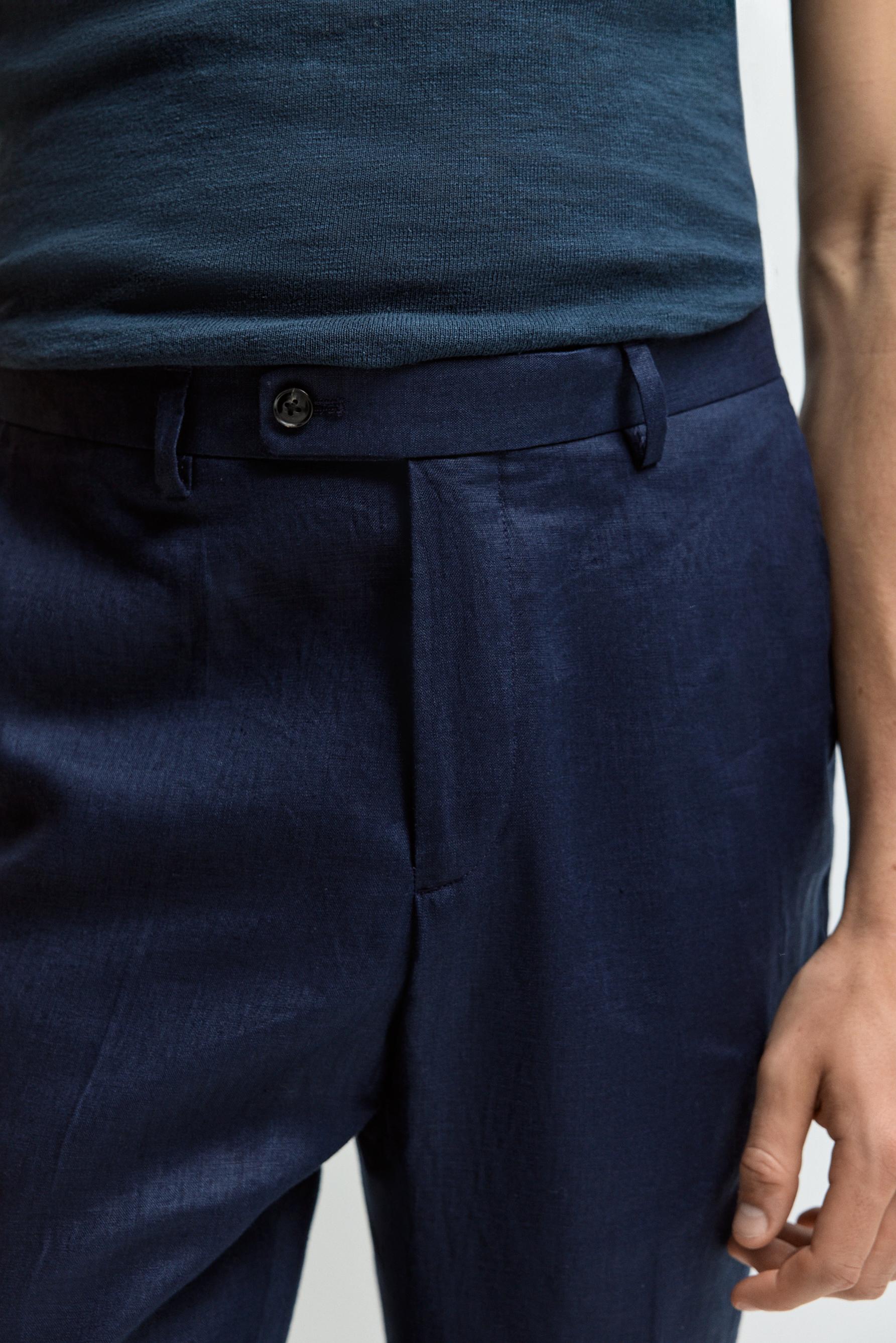 100% linen suit trousers — NAVY