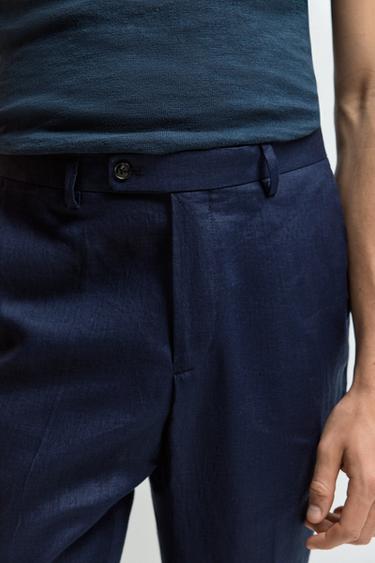 100% linen suit trousers — NAVY 3