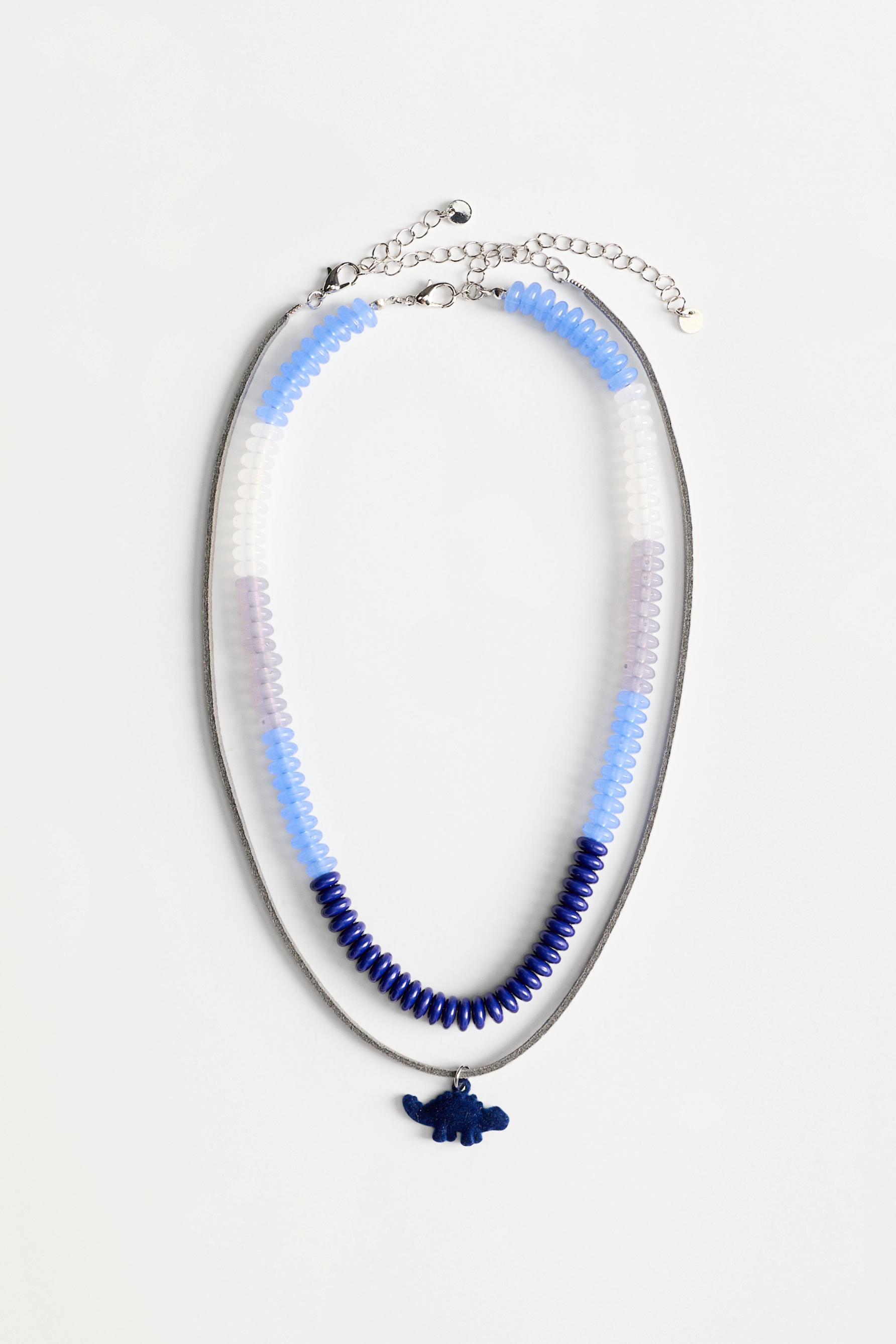 Dinosaur layered necklace — BLUE