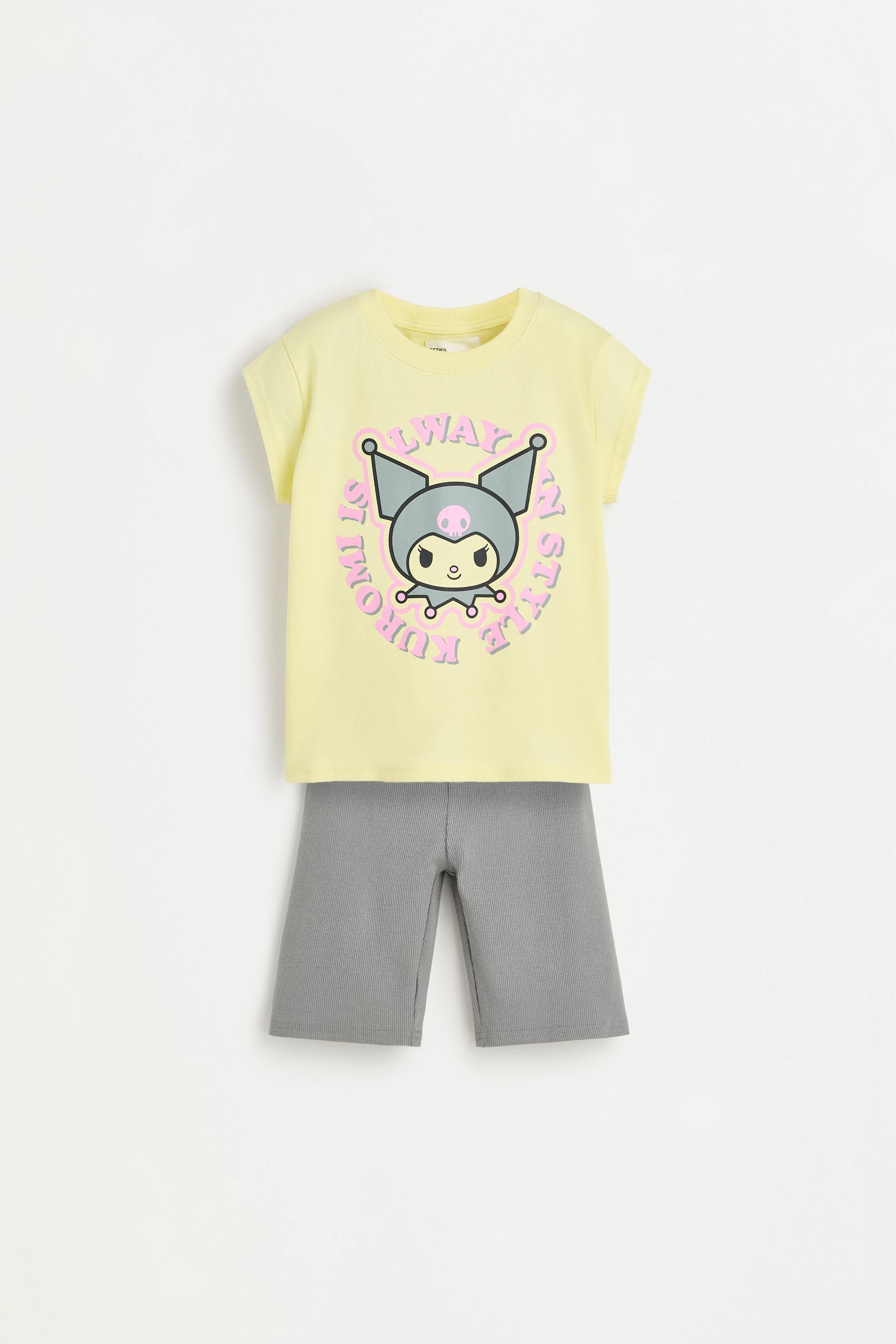 Kuromi ©SANRIO T-shirt and cycling leggings set — YELLOW