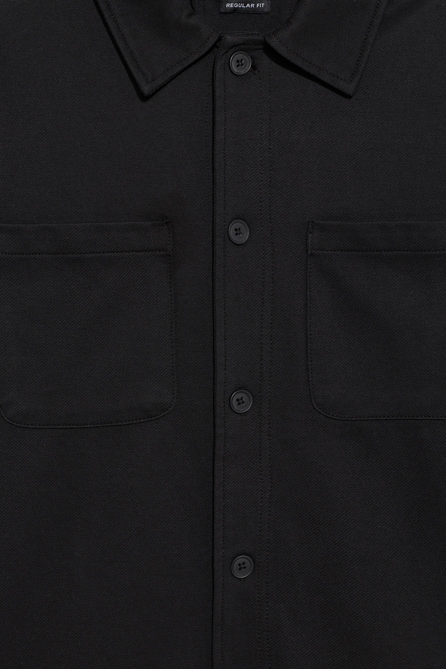Textured pocket overshirt — BLACK