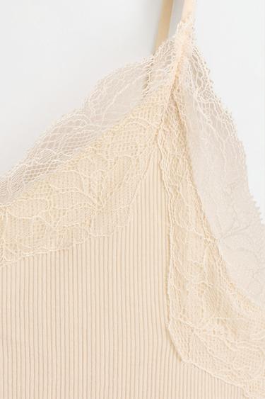 Ribbed lace camisole — ECRU 7