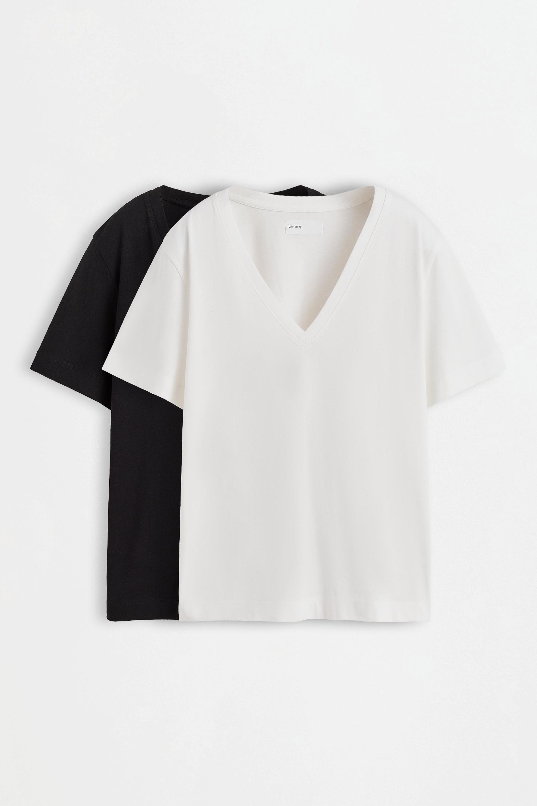 Basic V-neck T-shirt — BLACK