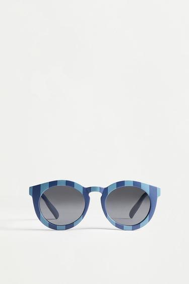 Striped round sunglasses — BLUE 1