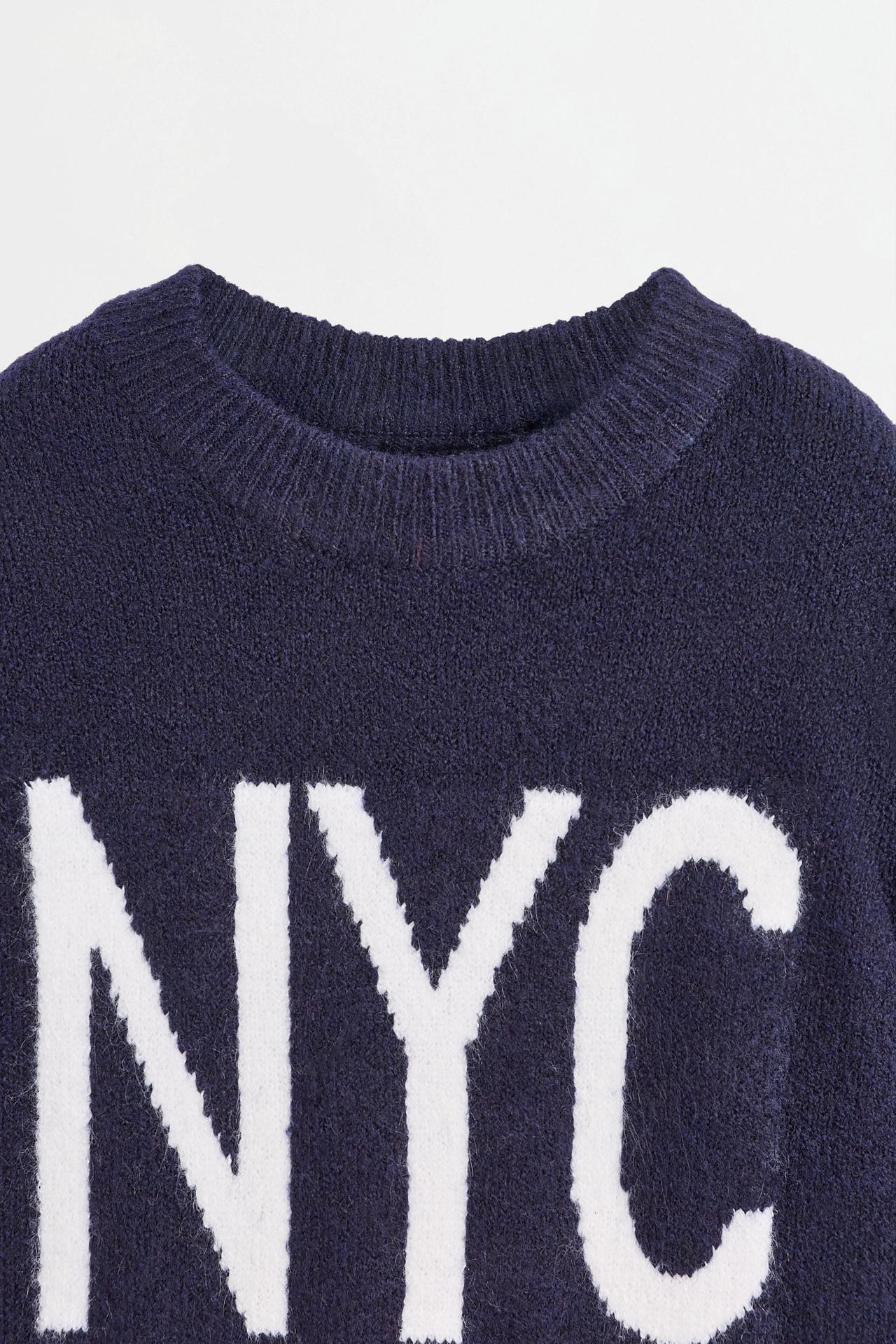 Soft text sweater — NAVY