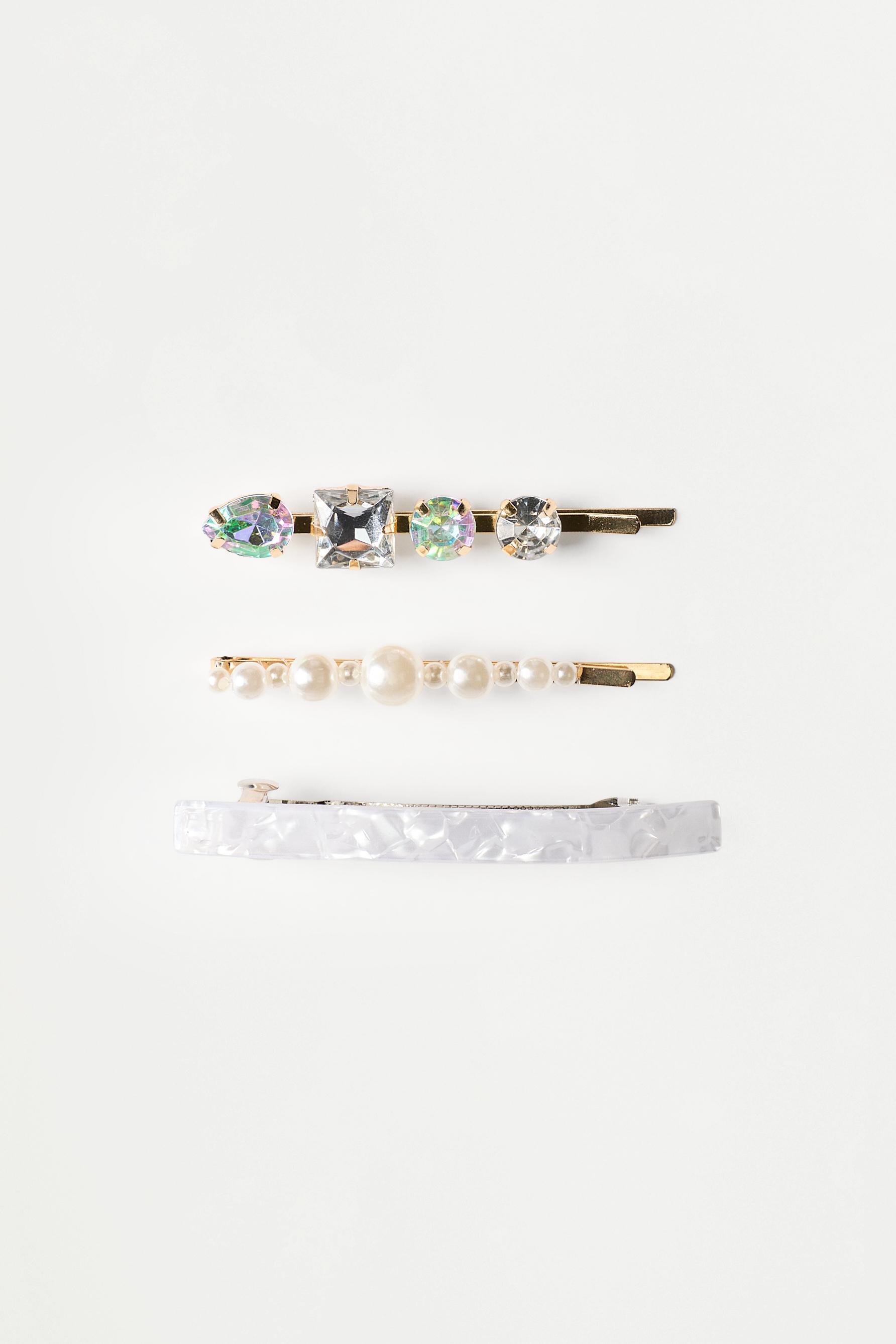 Assorted hairpins (Pack of 3) — WHITE