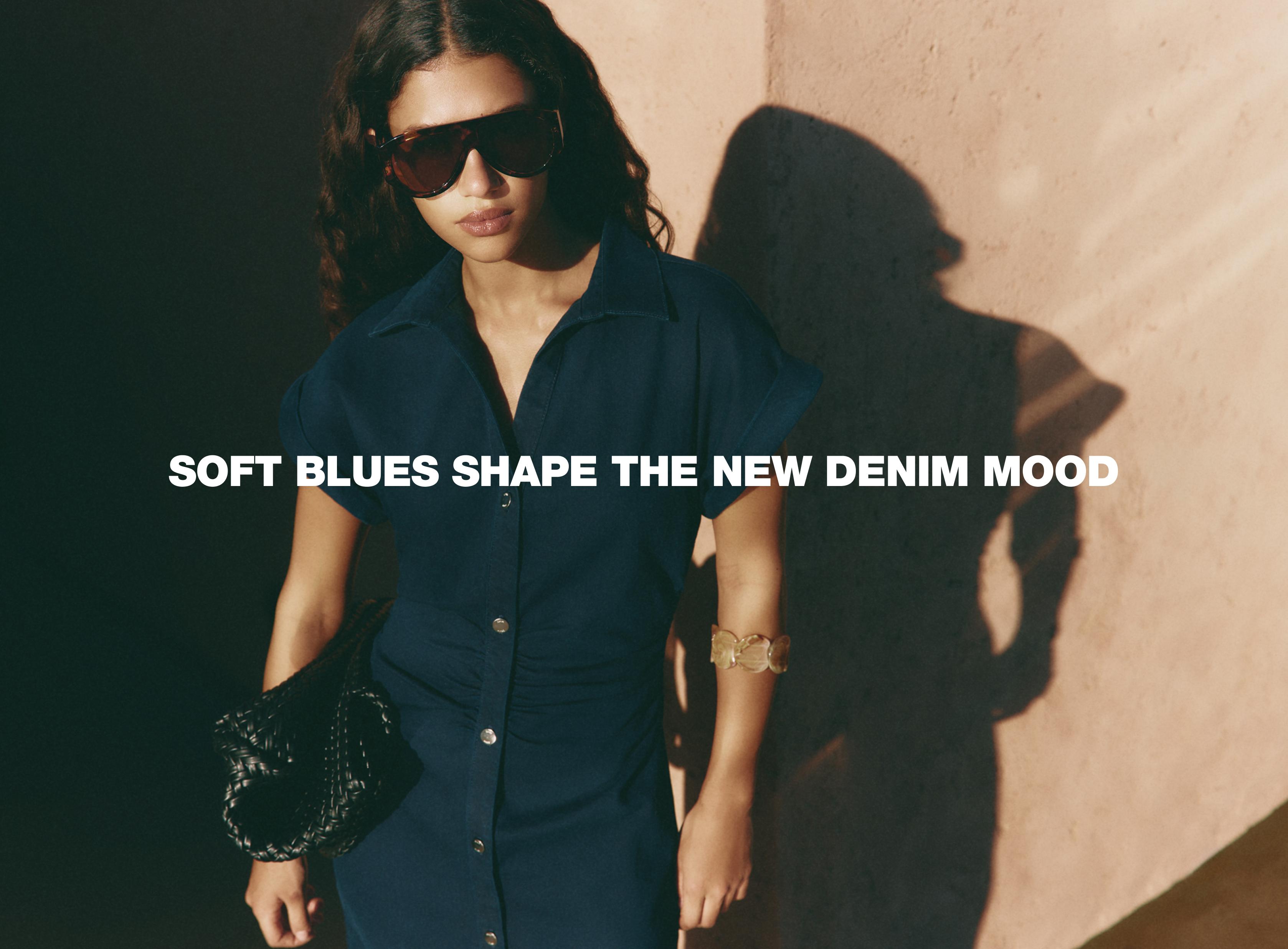 Denim midi button dress — BLUE