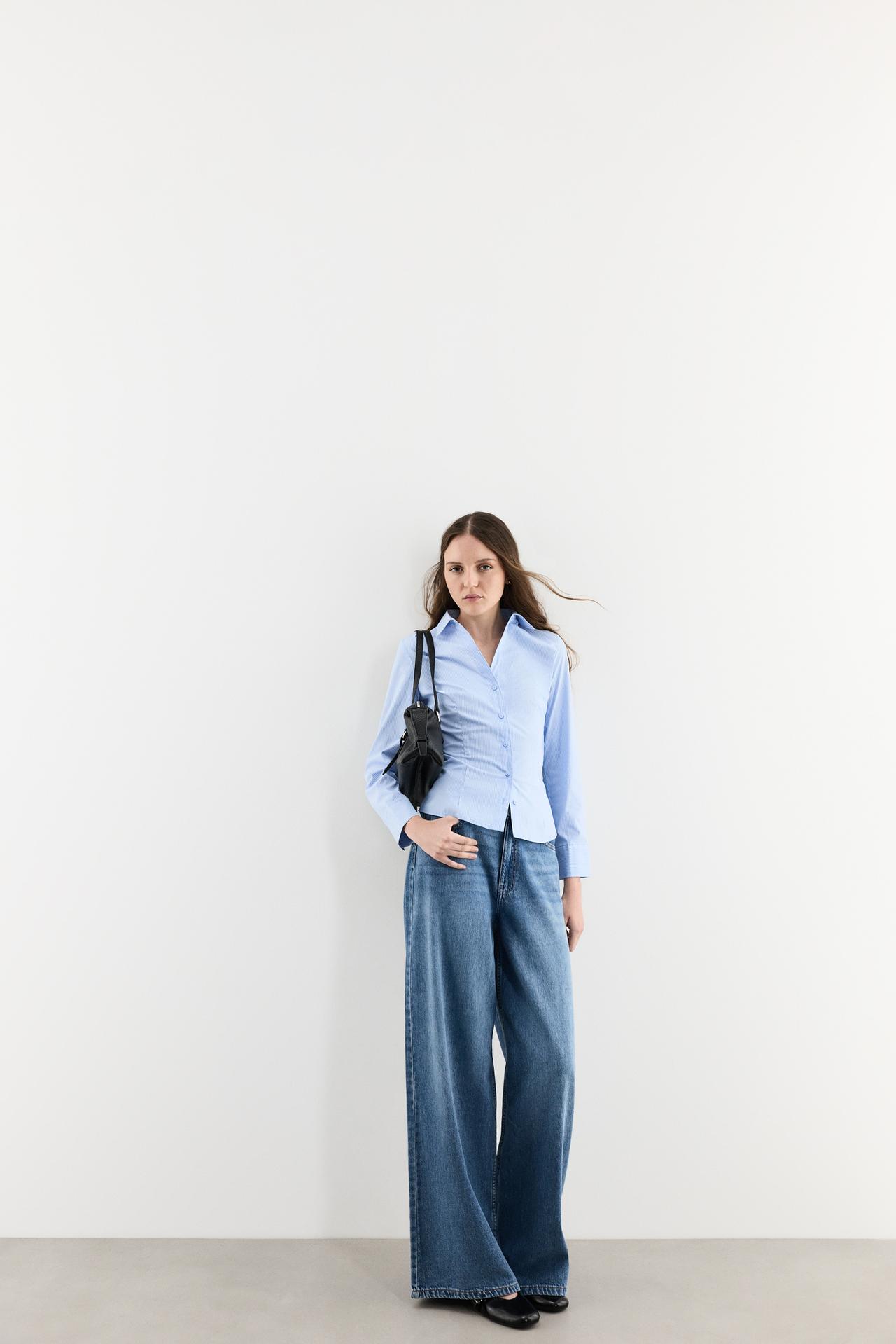 Printed poplin shirt — STRIPED