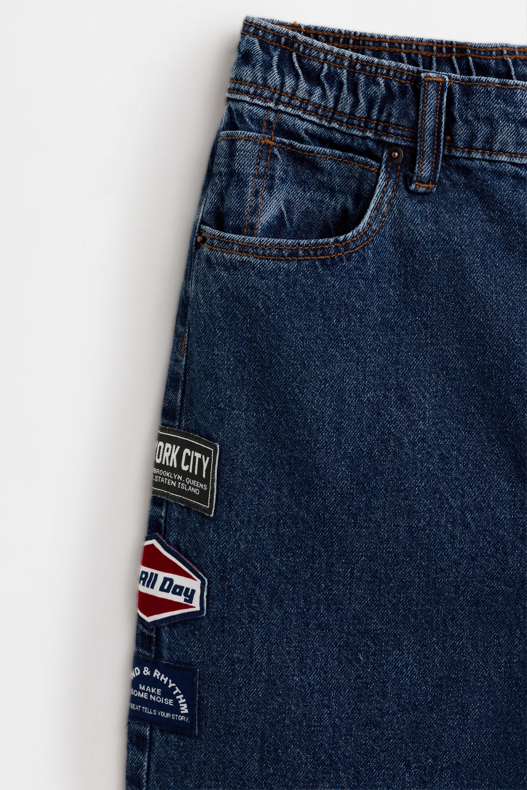 Skate-fit patch jeans — FADED NAVY