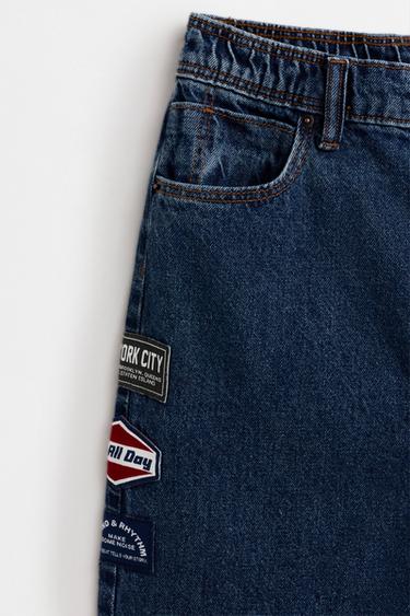 Skate-fit patch jeans — FADED NAVY 8