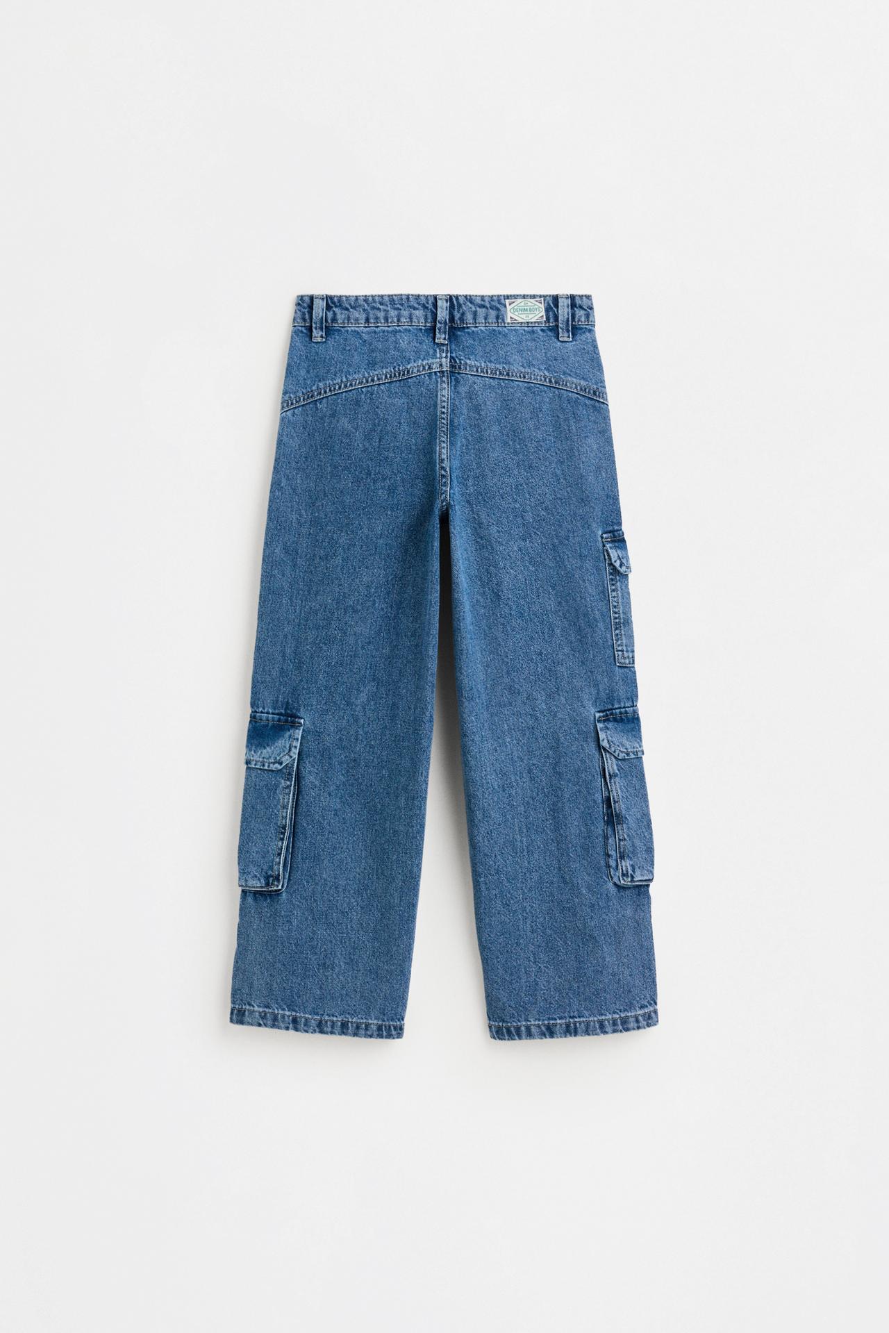 Wide-leg cargo jeans — BLUE