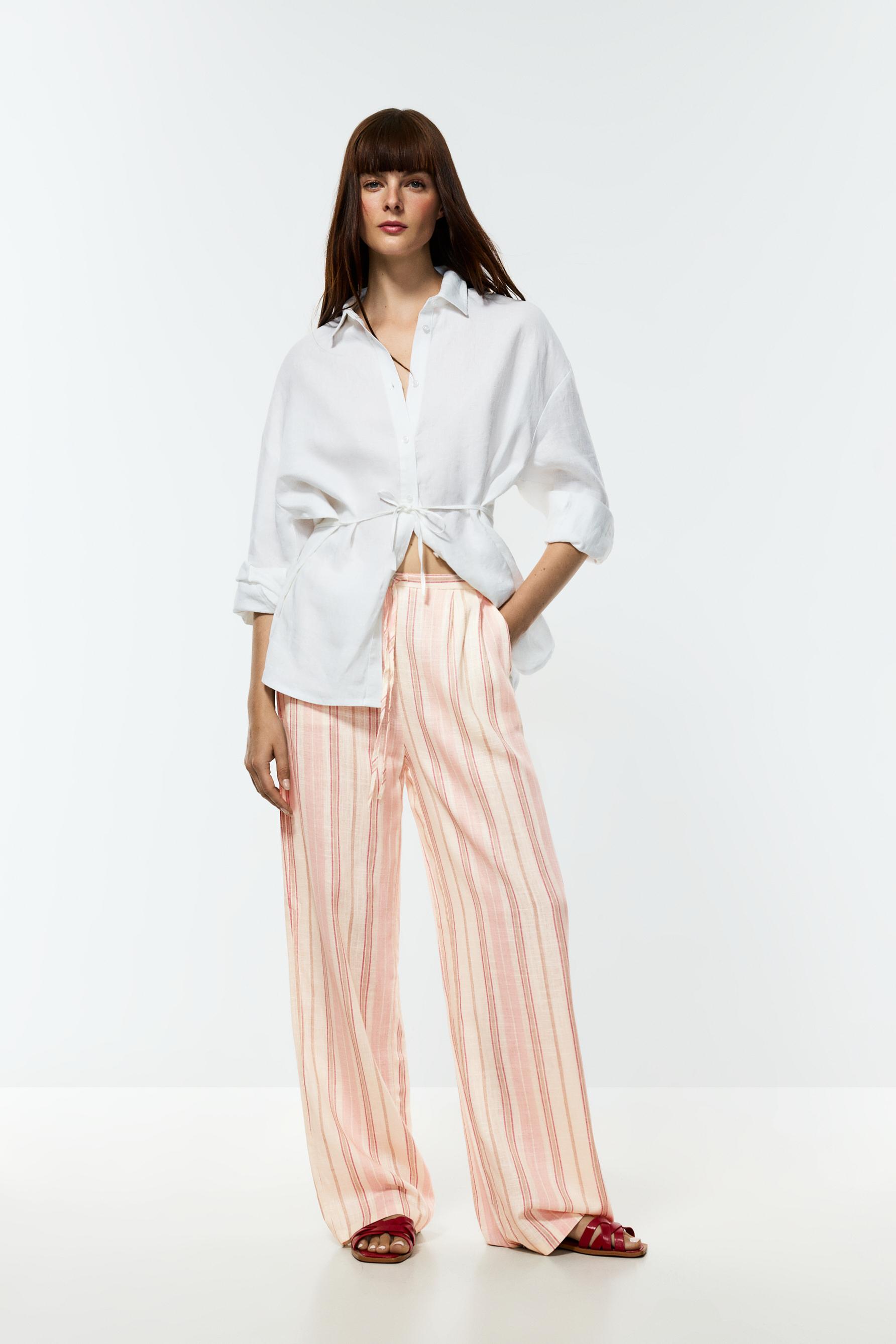 Rustic wide-leg trousers — MEDIUM PINK