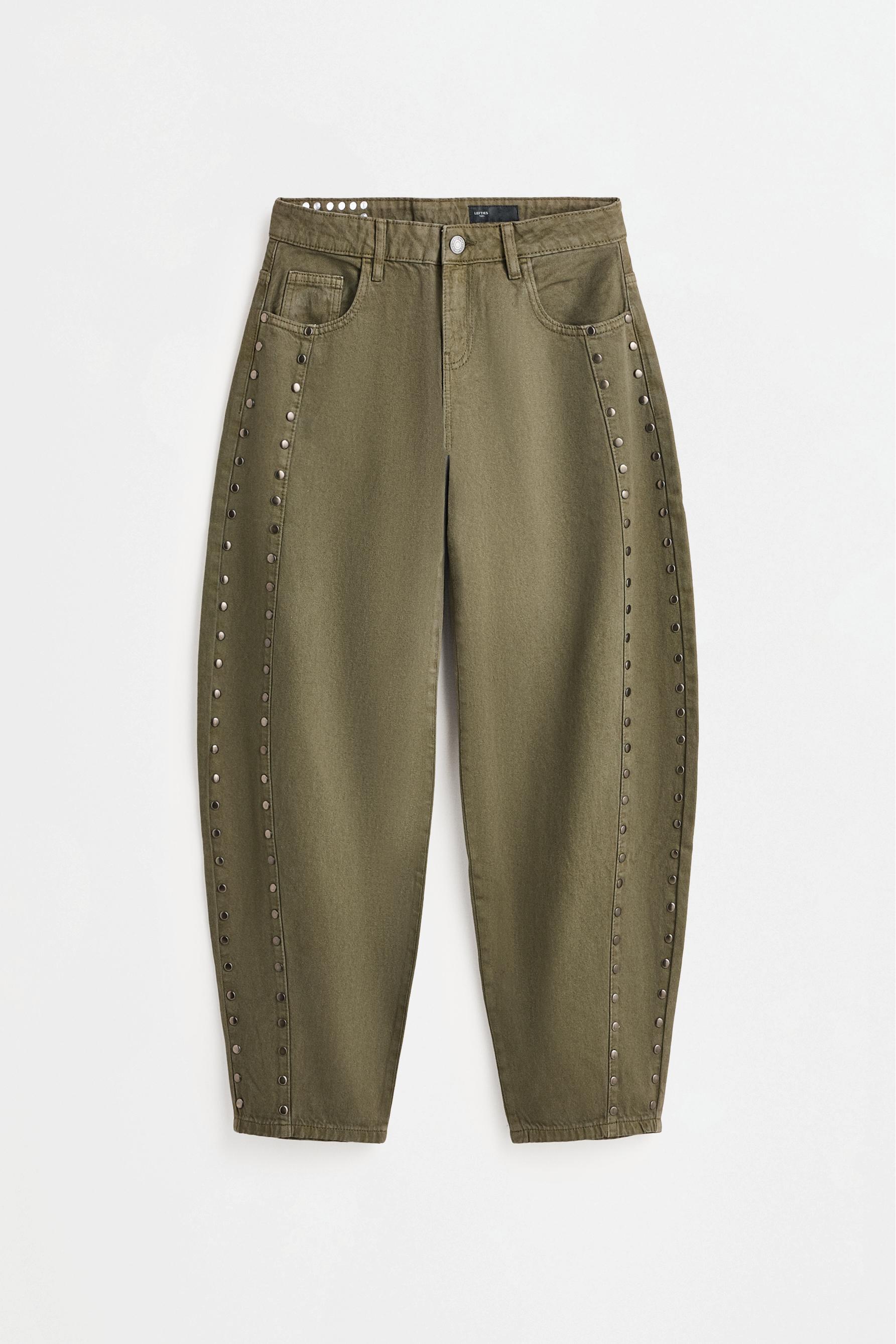 Jeans barrel baggy tachas