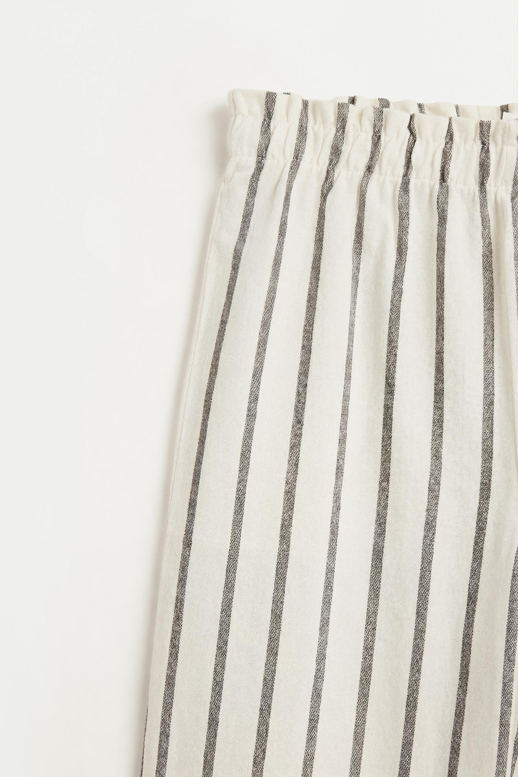 Striped bias cut culottes — ECRU/BLACK