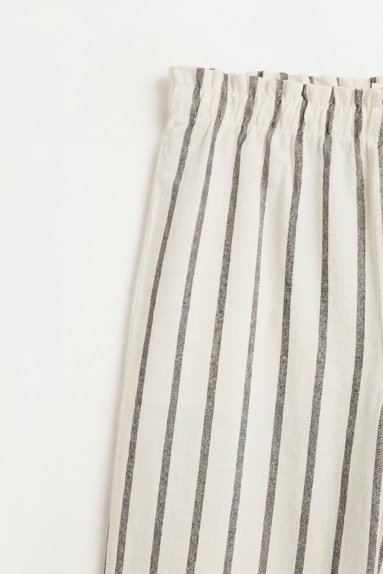 Striped bias cut culottes — ECRU/BLACK